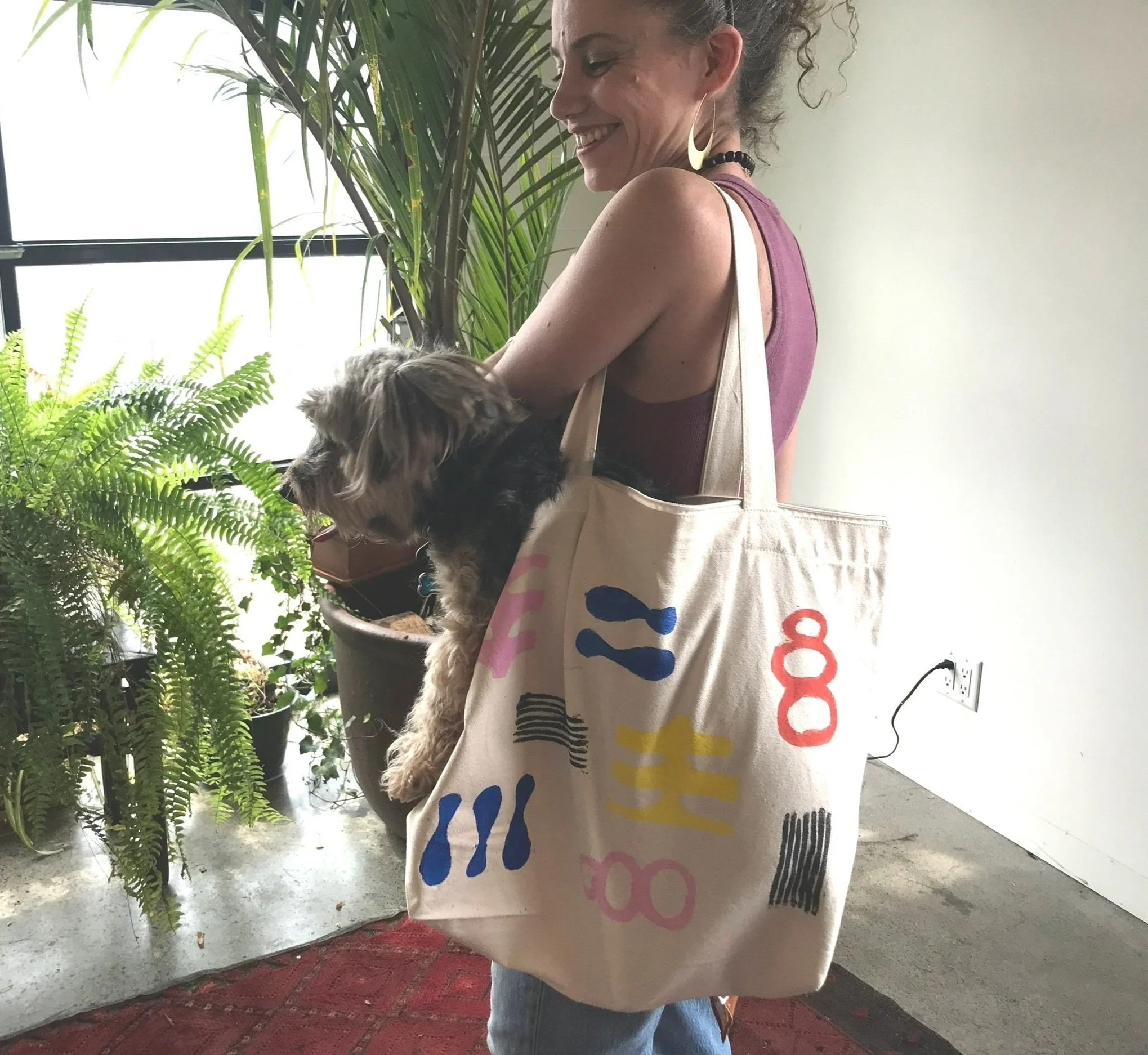 Block Printed Tote Bag &amp; Makeup Pouch