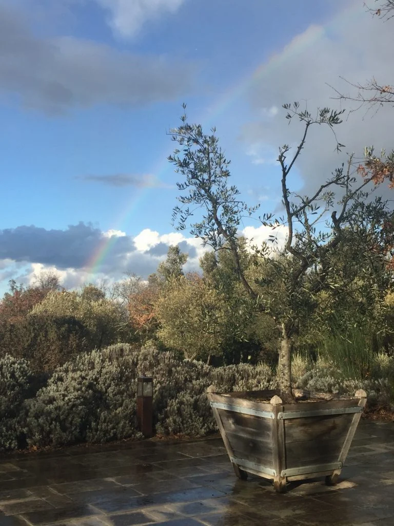 Clearing skies and a rainbow!