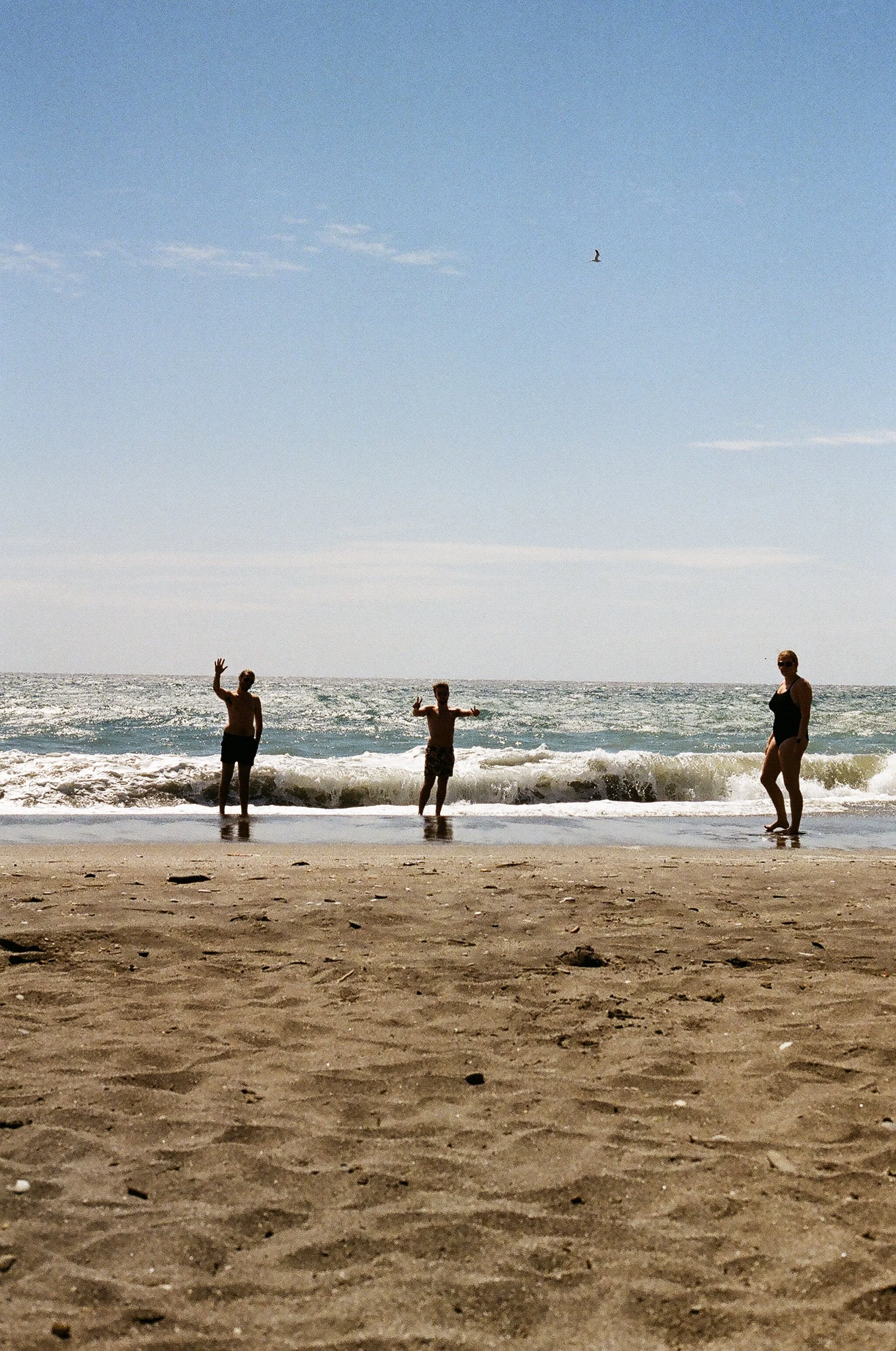 Ferocious waves and smily kids