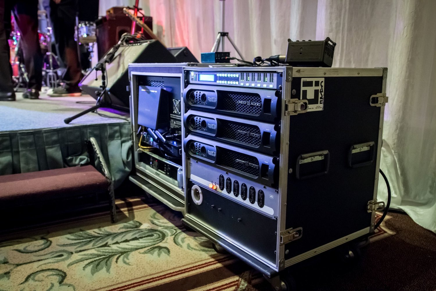 Compact Amp Rack and Power Distribution at Crystal Ballroom, Fairmont Empress Victoria 2017