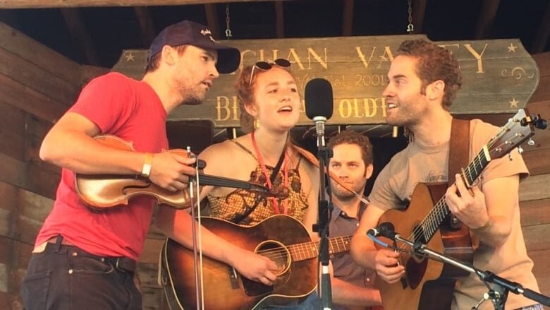 Bella White, second from left, plays with the Lonely Heartstring Band at the 2019 Cowichan Valley Bluegrass Festival