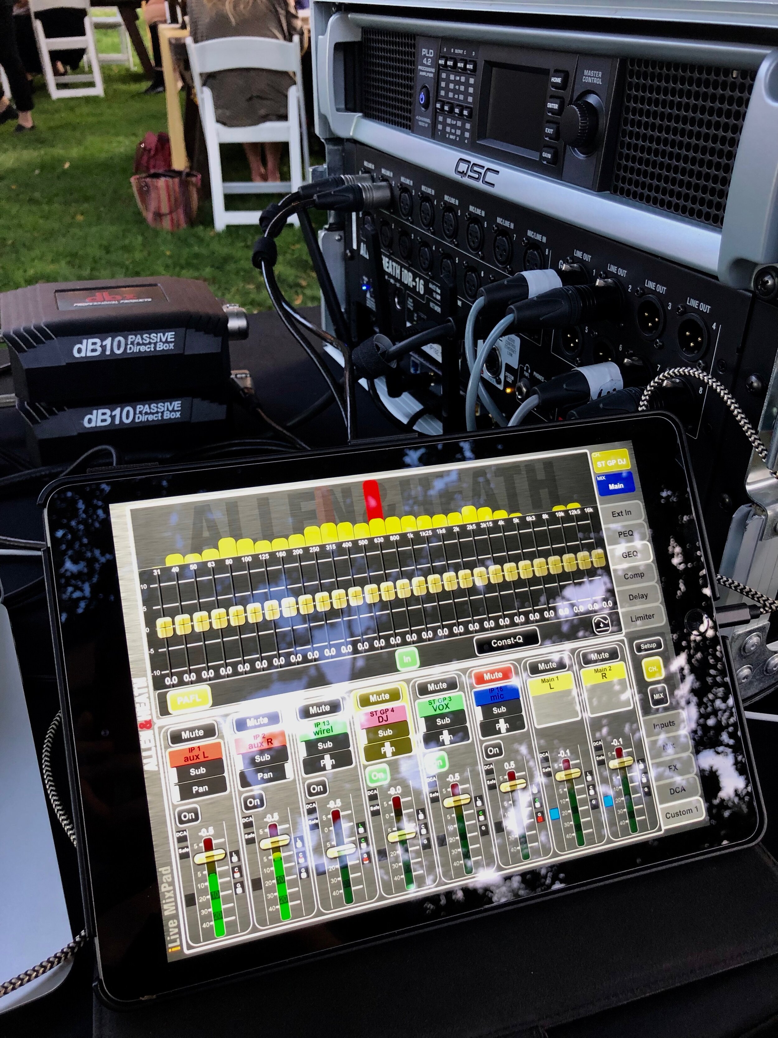 Allen & Heath iLive Digital Mixer with iPad control during a wedding reception.