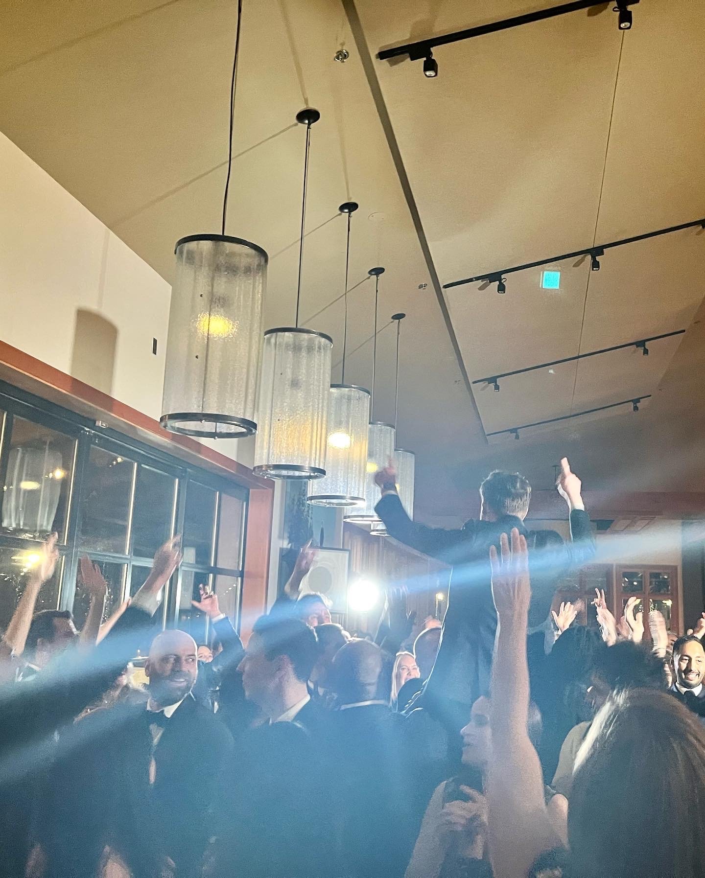 Wedding Dancefloor lit for the first Post-Pandemic Restrictions wedding at Church & State Winery, DJ Icy Touch on the decks, 2022