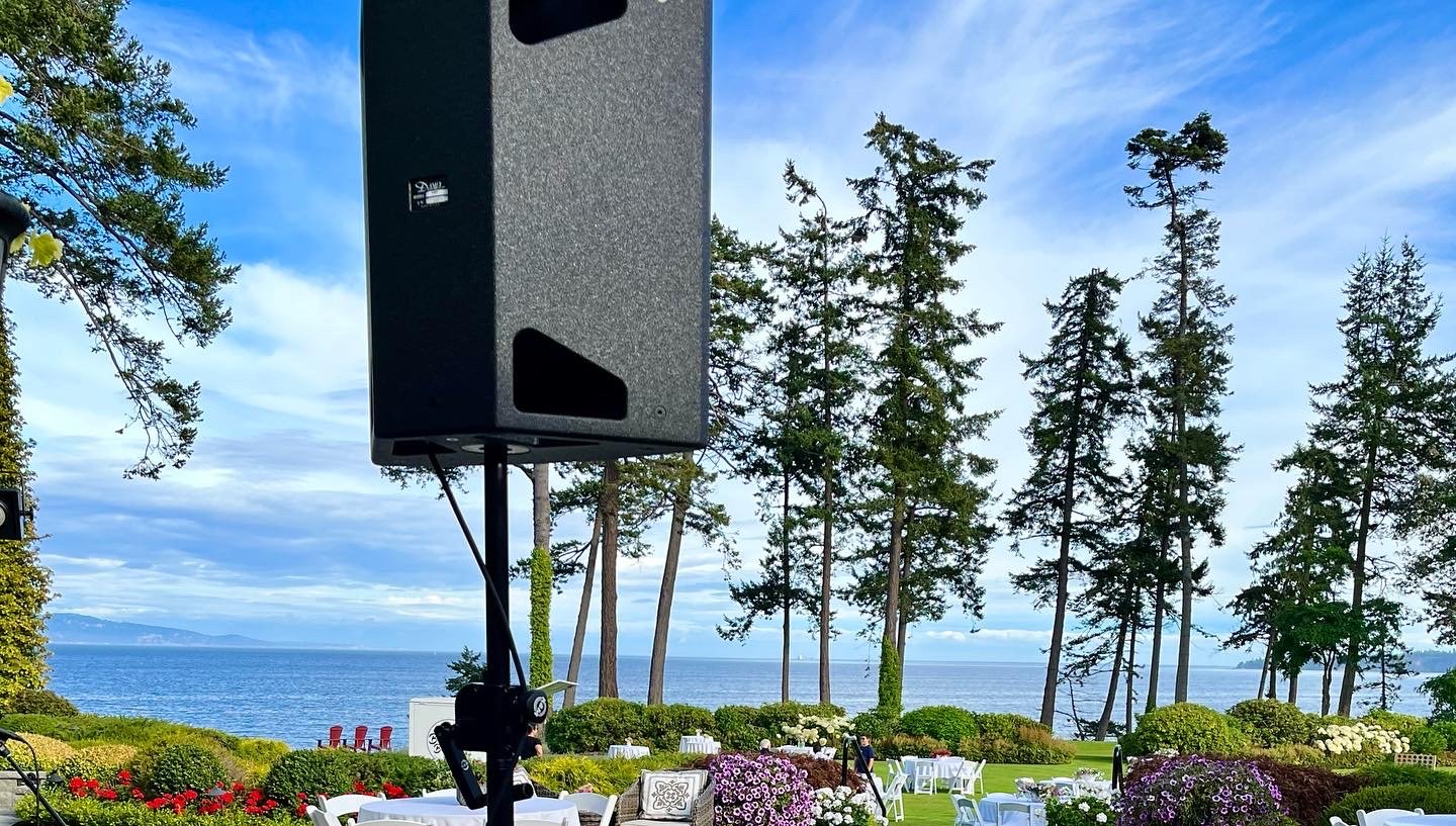 Danley Sound Labs SM80 Loudspeakers overlooking the ocean for a private event in Victoria, 2022
