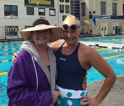 Laura (right) and her mom both swim for Walnut Creek Masters.