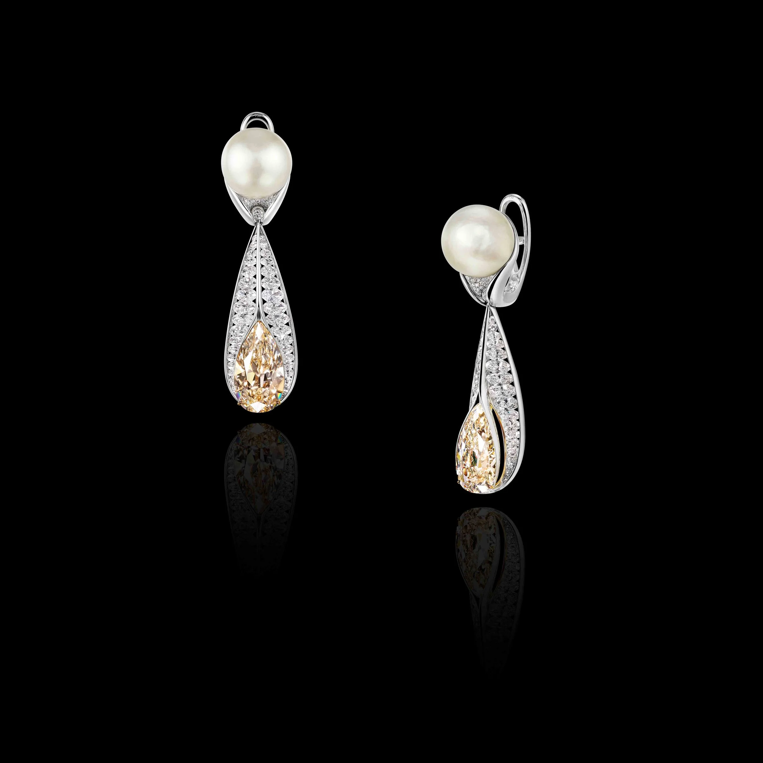 NATURAL PEARL & DIAMOND EARRINGS