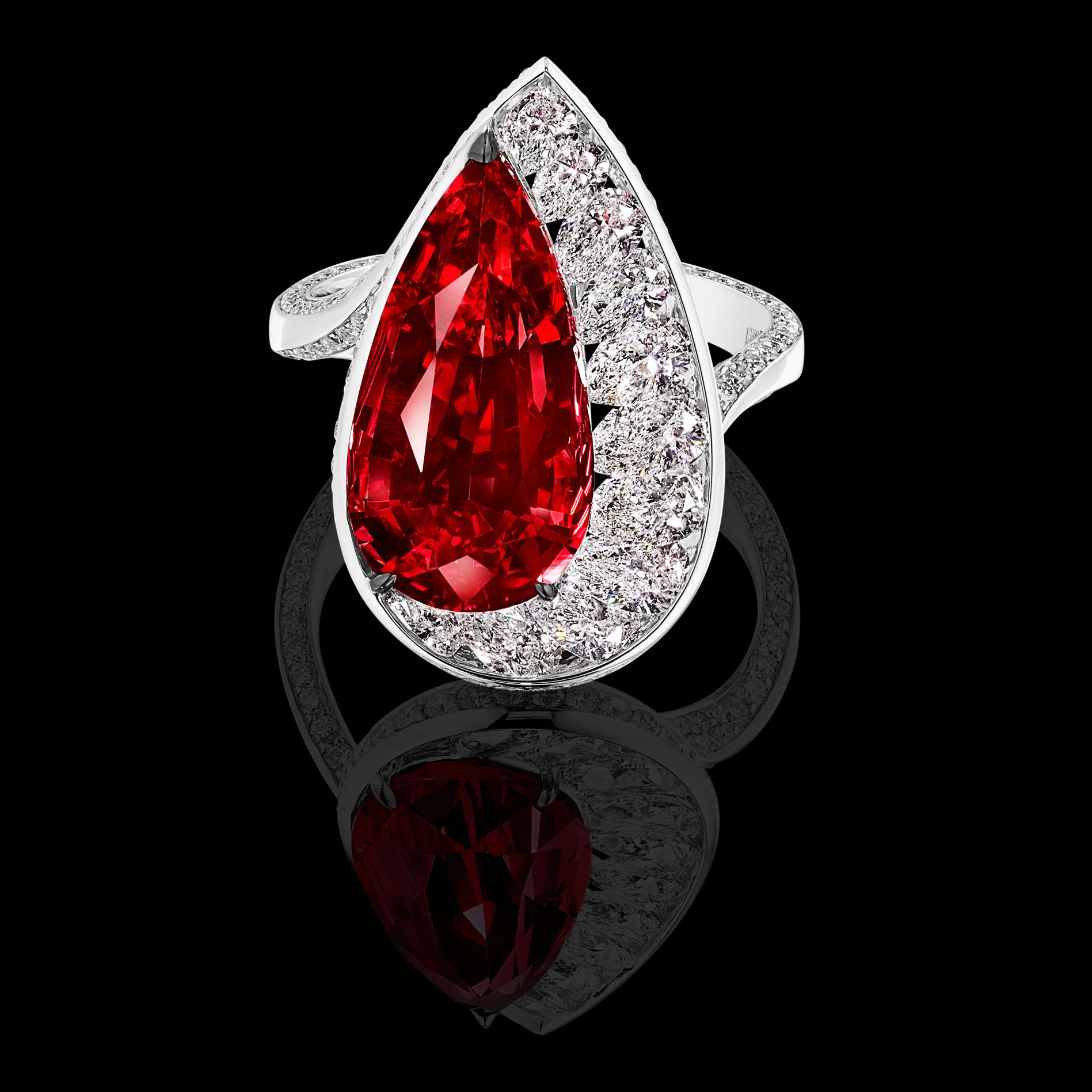 Natural Burmese Red Spinel & Diamond Ring