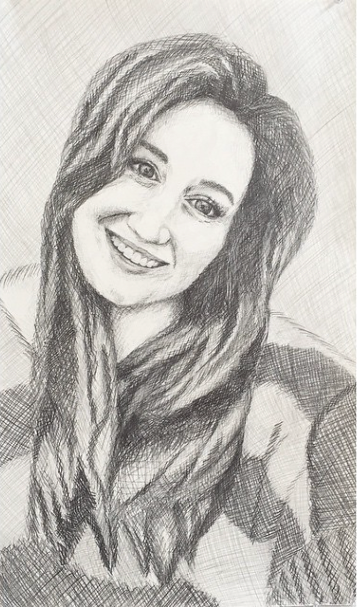 11" x 17" Self Portrait in Pencil with Cross Hatching