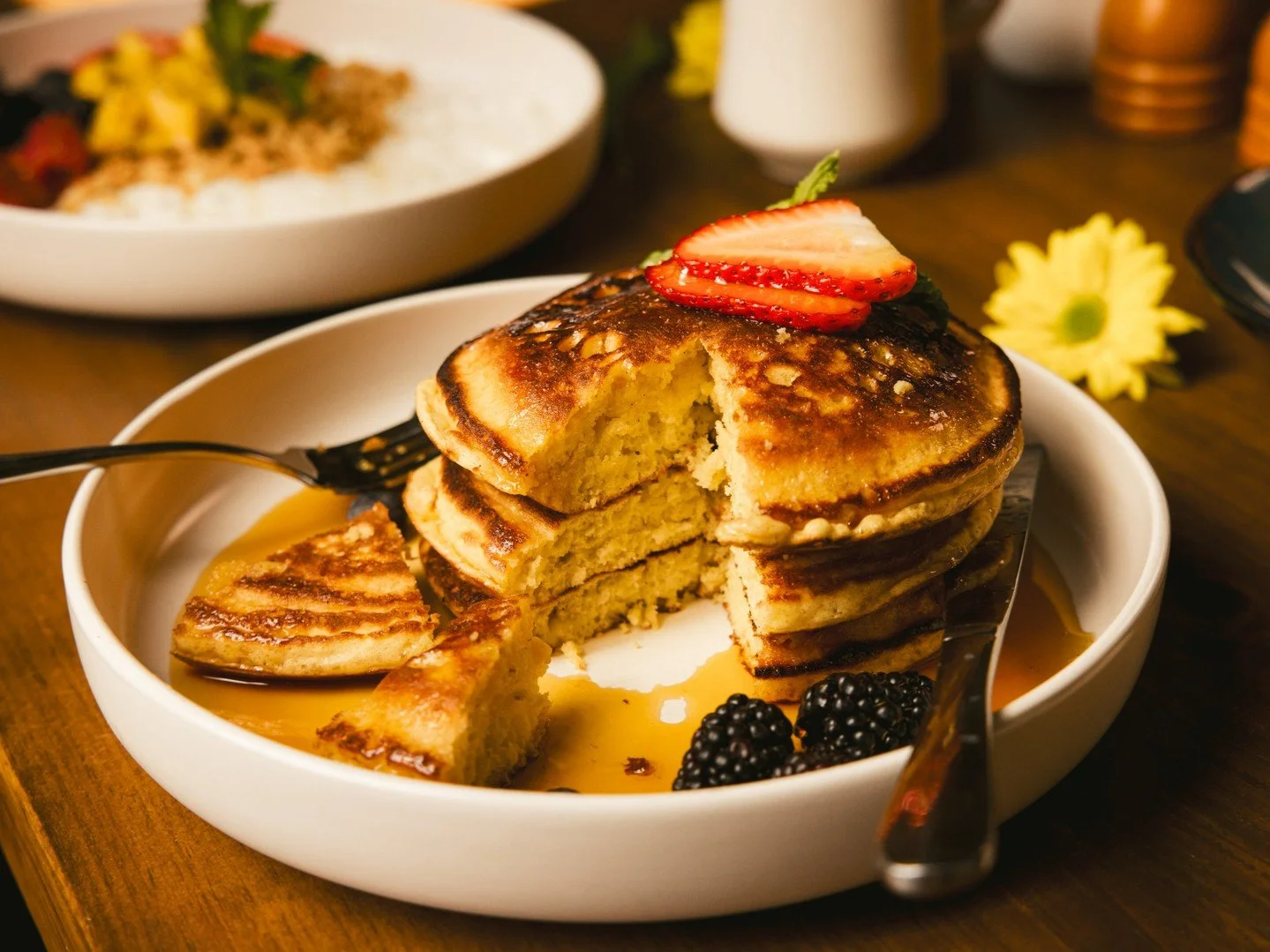 Weekend forecast: 100% chance of pancakes. 🥞☀️ 
See you for Brunch!