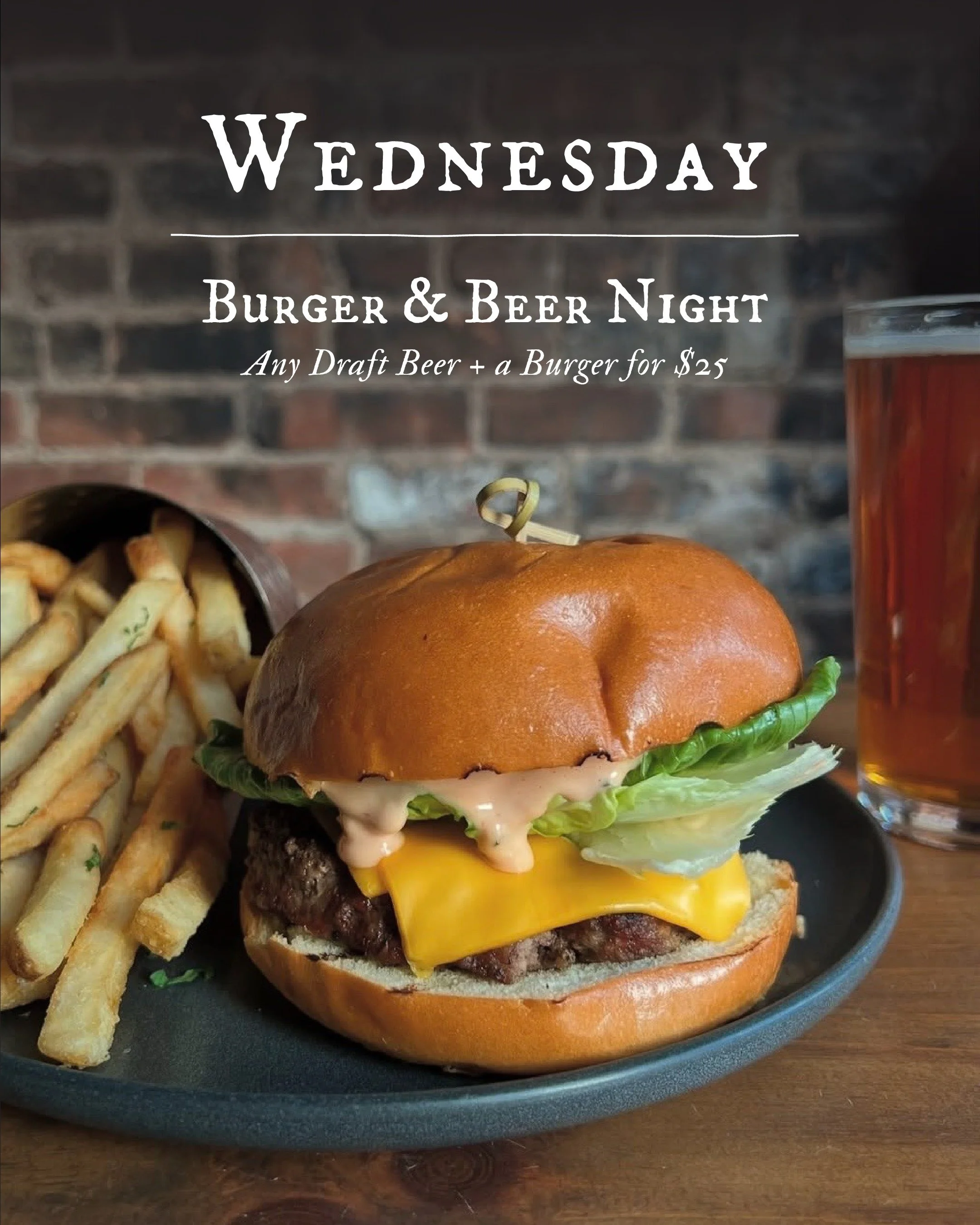Tonight's game plan: Burger. Beer. Knicks.

Stop by Franklin Social before tip-off and grab any burger + any draft beer for just $25. 🍔🍺🏀

The perfect pregame fuel.