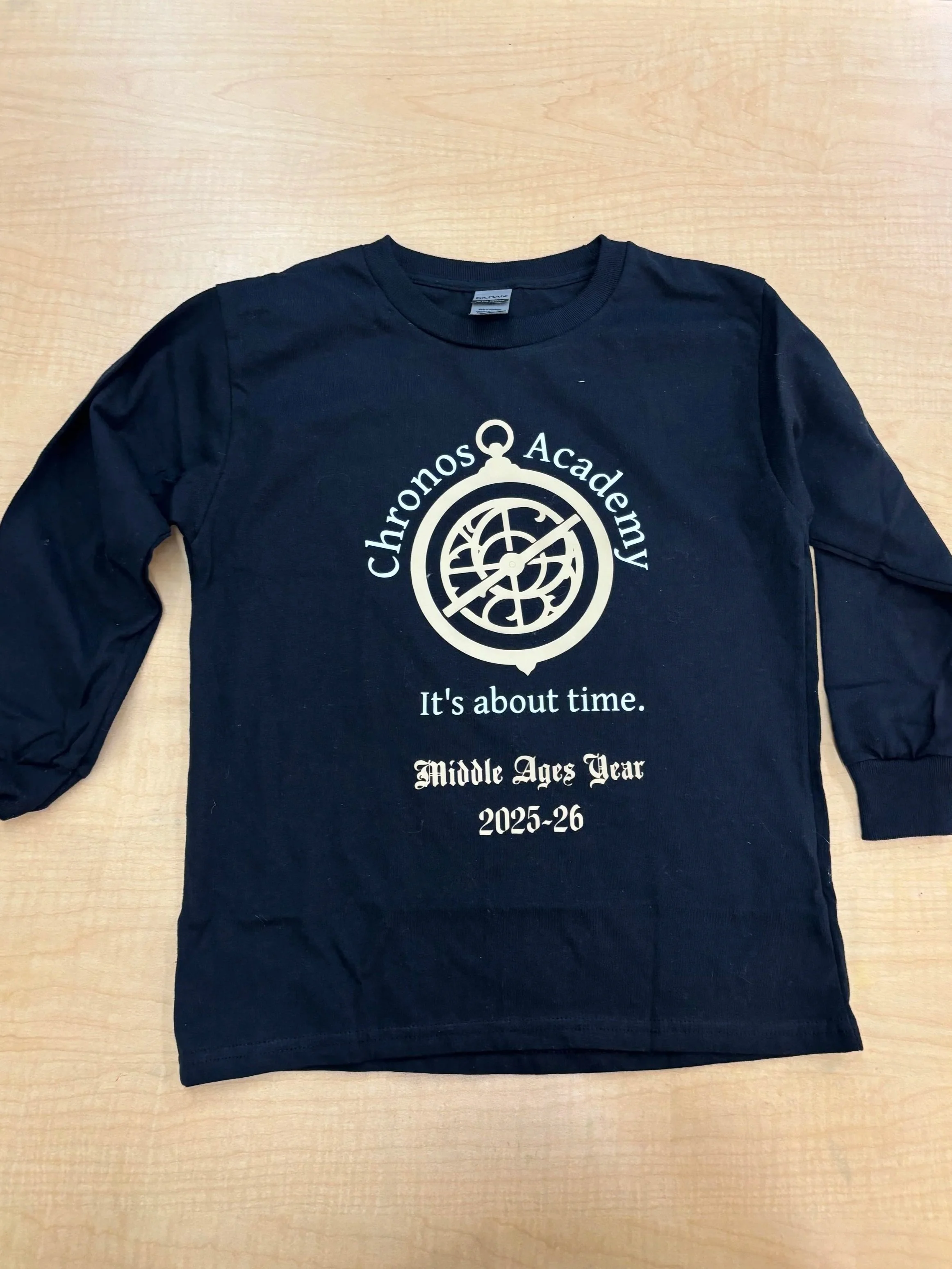 Black long-sleeve T-shirt "It's about time."