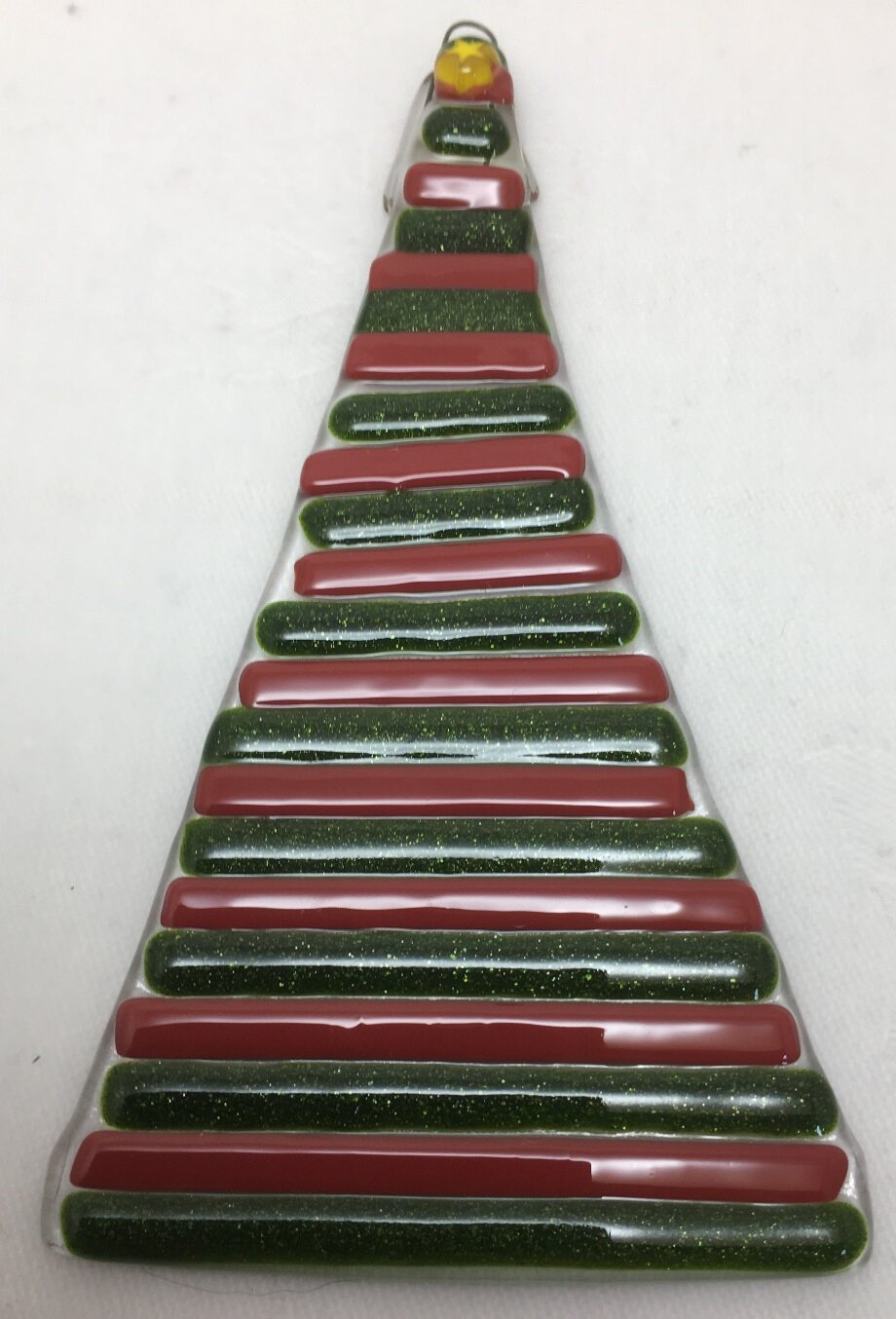 Red and Green Stripe Xmas Tree Fused Glass Hanger.jpg