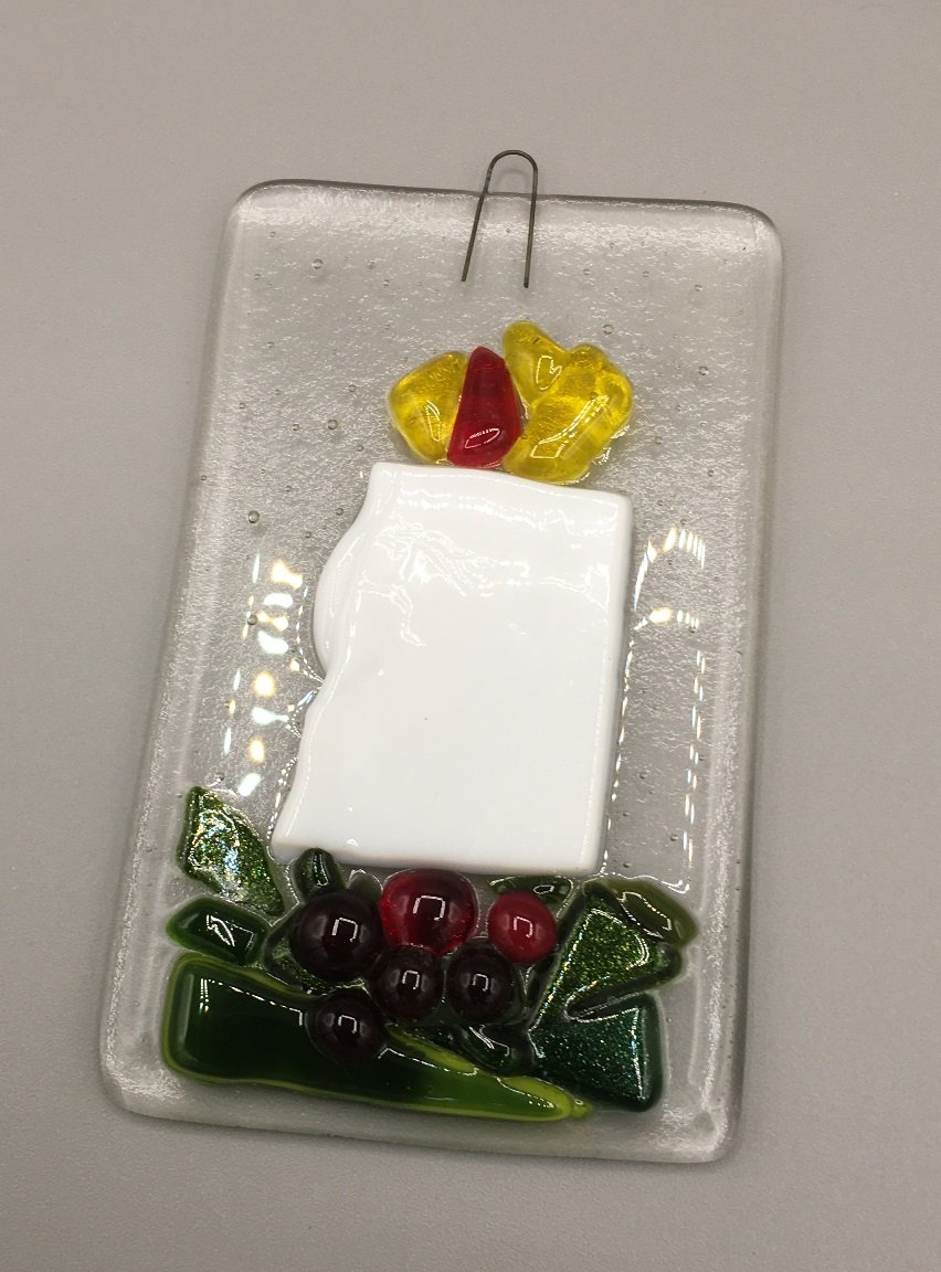 Christmas Candle Fused Glass Hanger.JPG