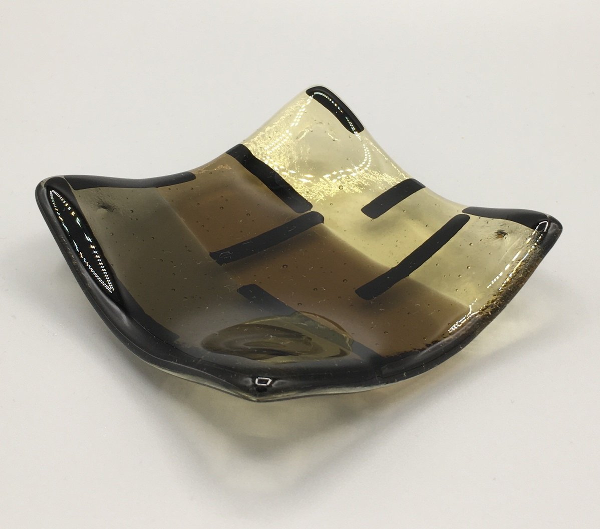 Brown-Black Bowl Fused Glass made by client.JPG