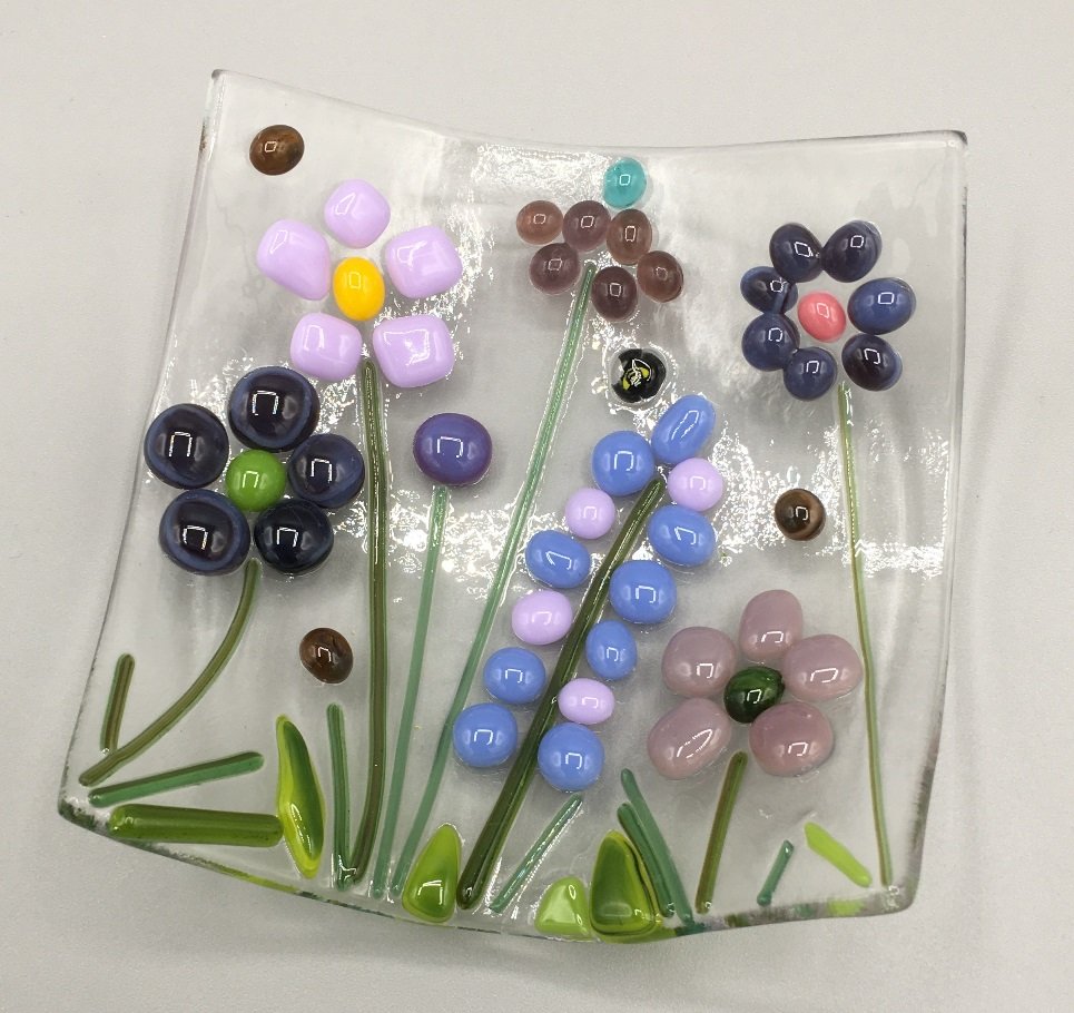 Purple Mix Flowers Fused Glass made by client.JPG