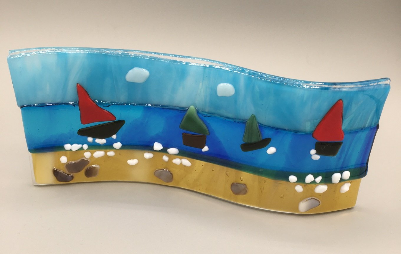 Four Boats Seascape Fused Glass made by client.JPG