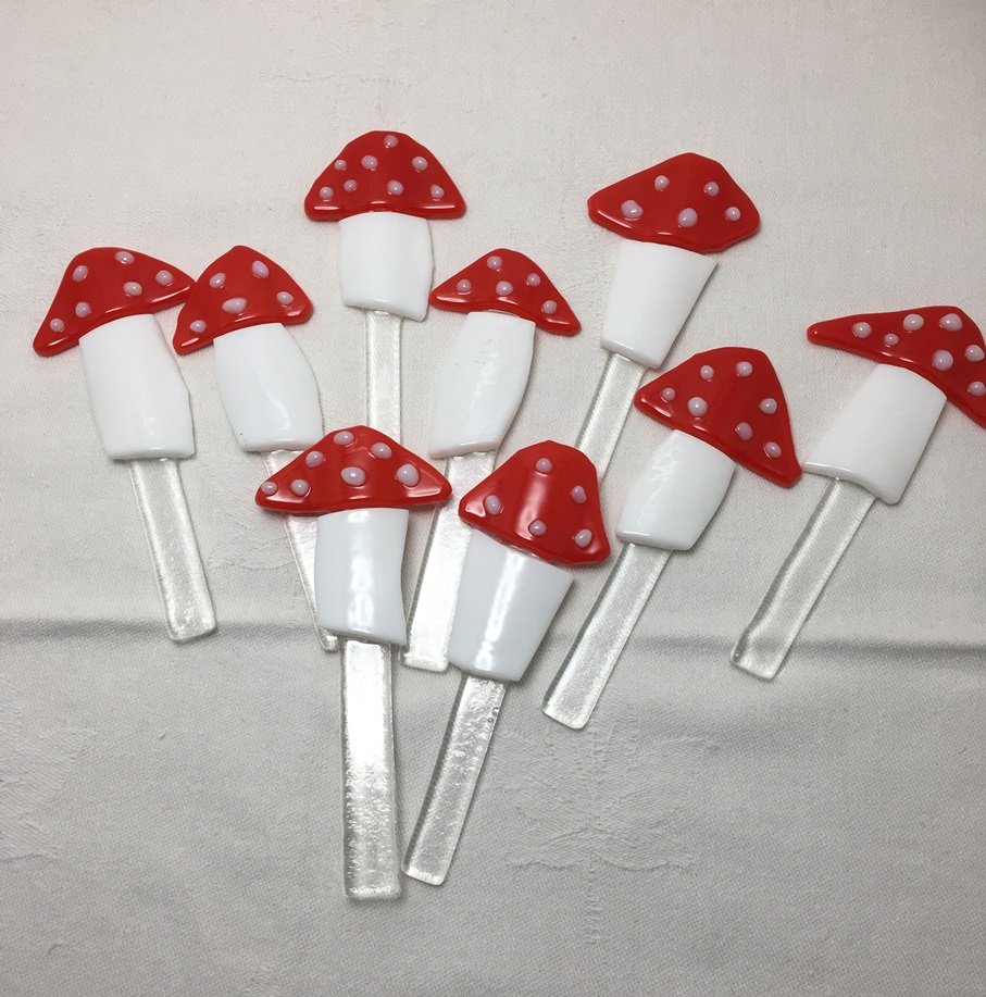 Toadstool Mini Stakes Fused Glass.JPG