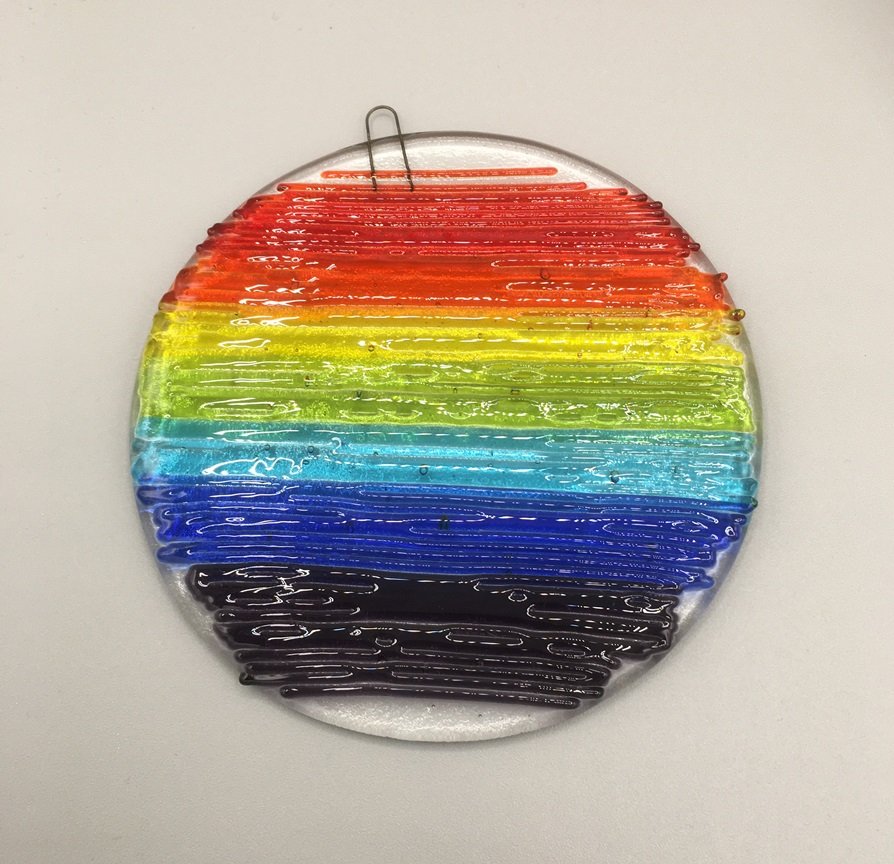 Rainbow Disc Hanger Fused Glass.JPG