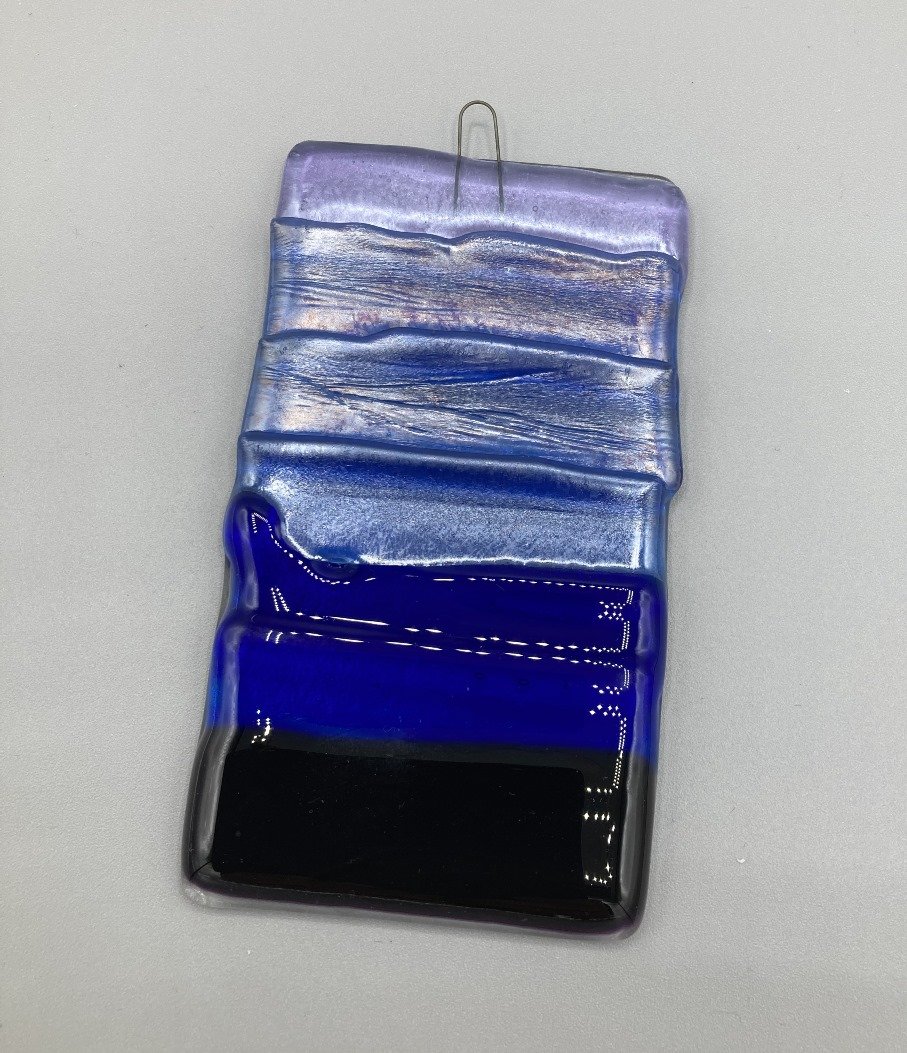 Deep Blue-Lilac Stripe with Dichroic Hanger Fused Glass.jpg