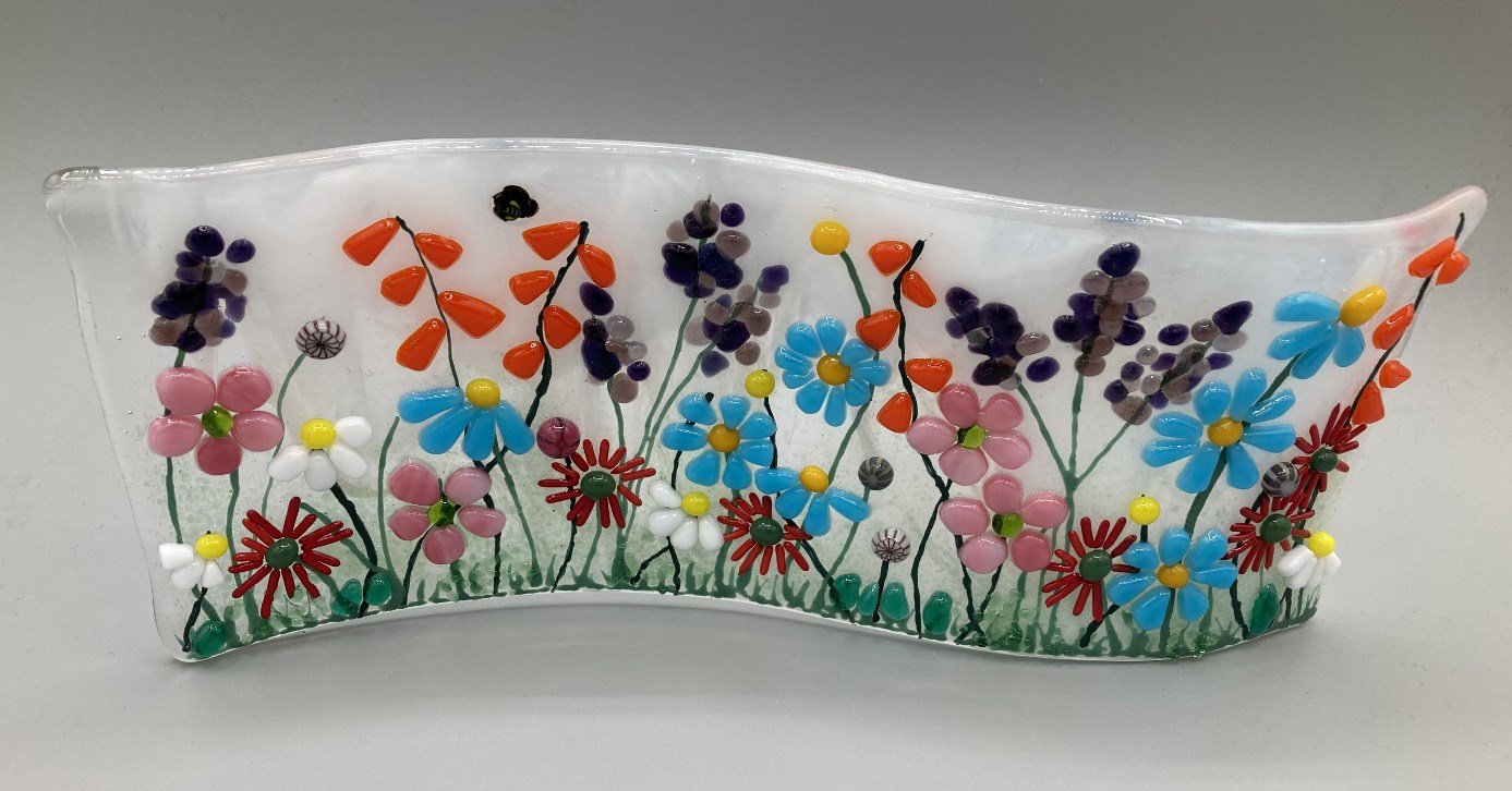 Colourful Flowerscape Wave Fused Glass made by client.jpg