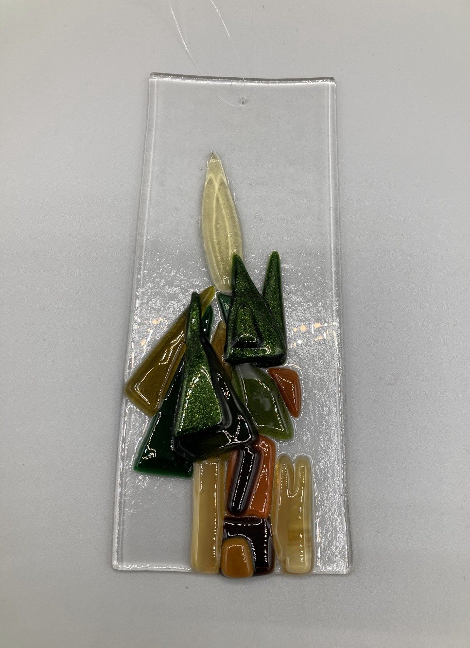 Green Amber Abstract Hanger Fused Glass made by client.jpg