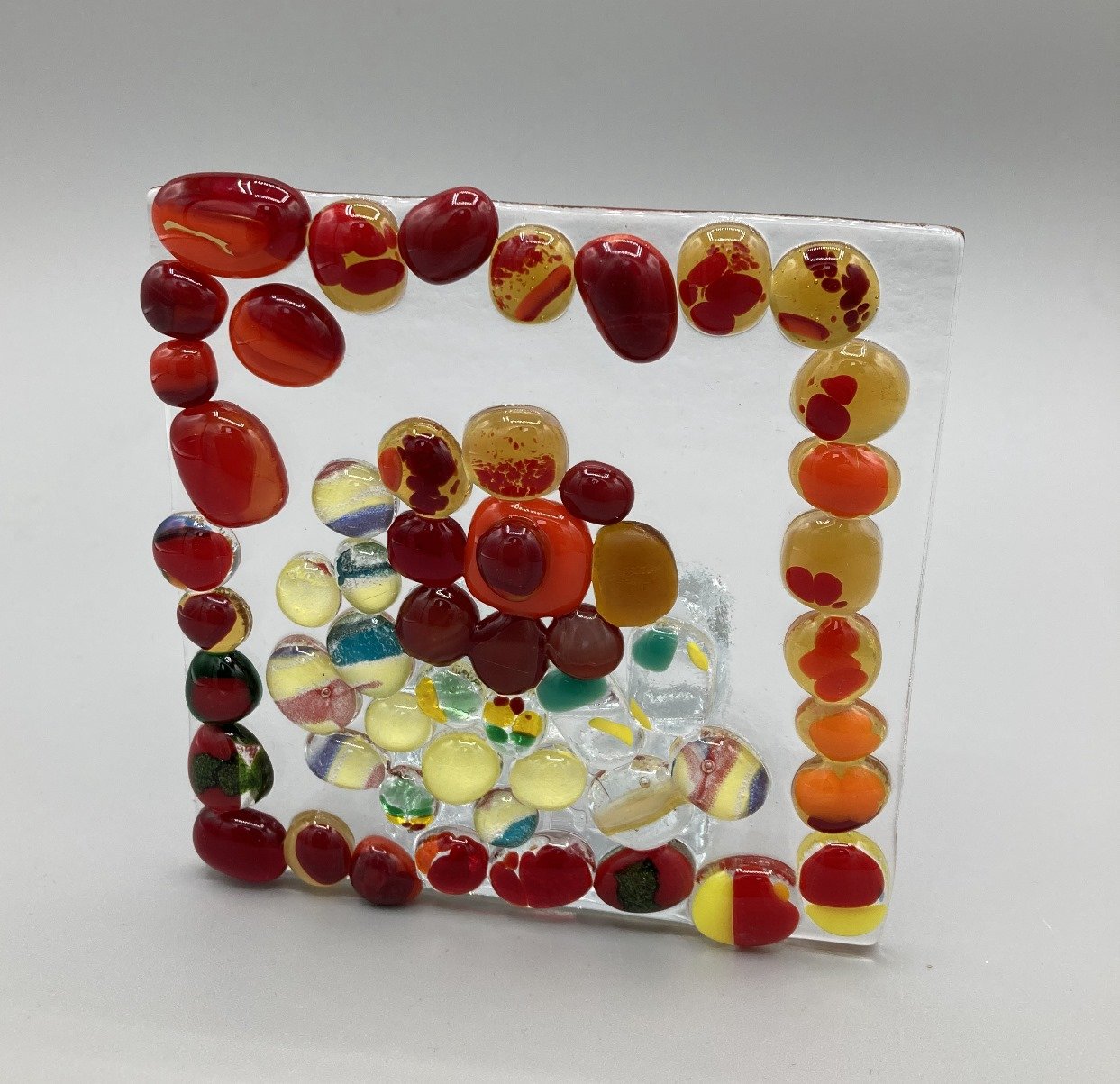 Orange Dot Tealight Fused Glass made by client.jpg