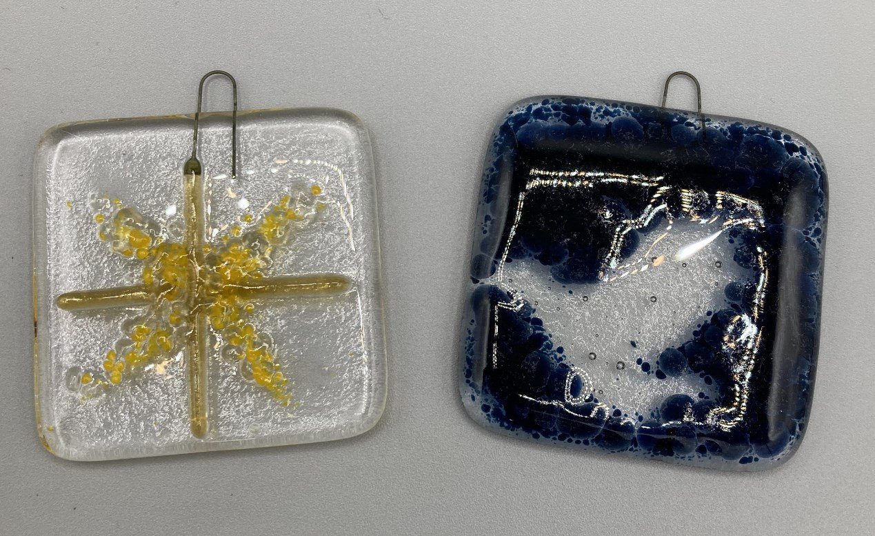 Star & Dove Mini-Hangers Fused Glass made by client.jpg