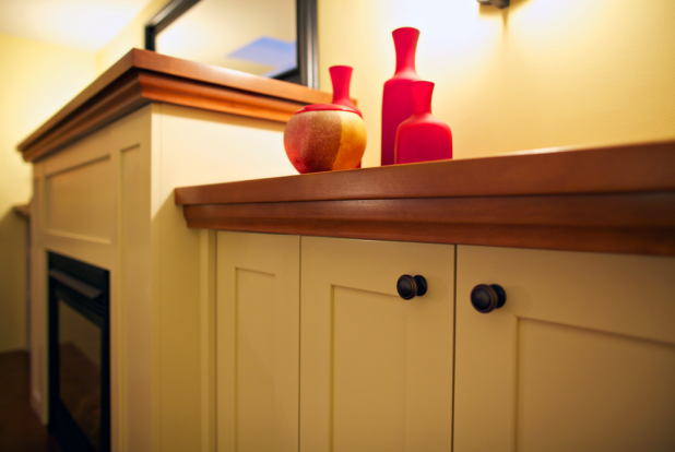 Brentwood Bay Cinnamon Alder Fireplace