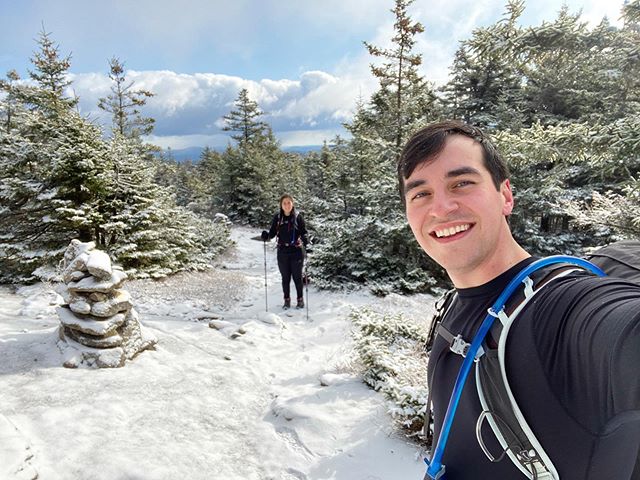 It&rsquo;s safe to say that winter is here! ❄️ We enjoyed a quick 5 mile hike up in the Belknaps to get back in the winter groove. It was nice to get our spikes on, now we just need more snow so we can butt-slide!!
&bull;
What&rsquo;s your favorite w