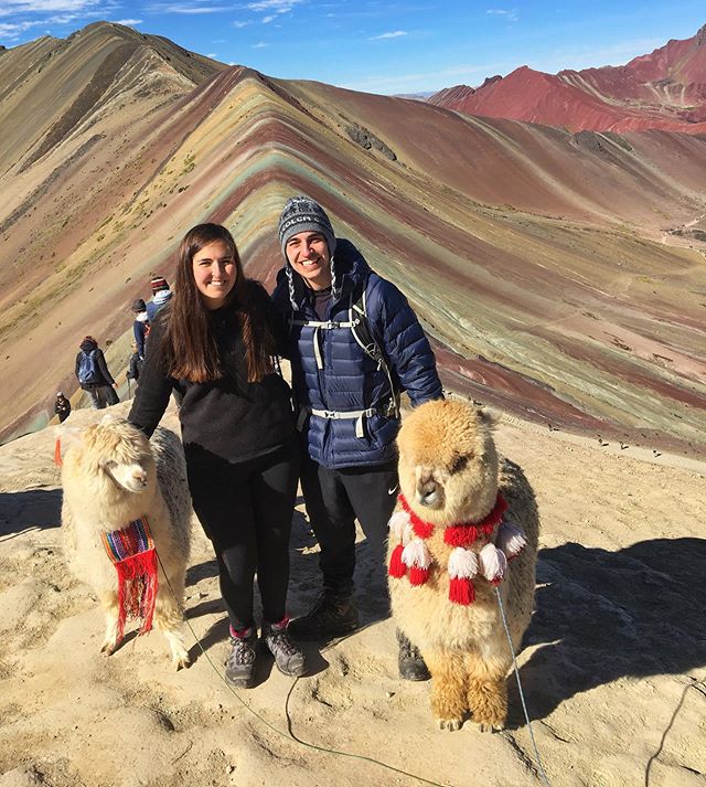 Happy International Mountain Day! Though we&rsquo;re used to hiking mountains in New England, it only makes sense to share a pic from an international hike we did! &bull;
Here we are standing at the top of Rainbow Mountain in Peru, which is over 17,0