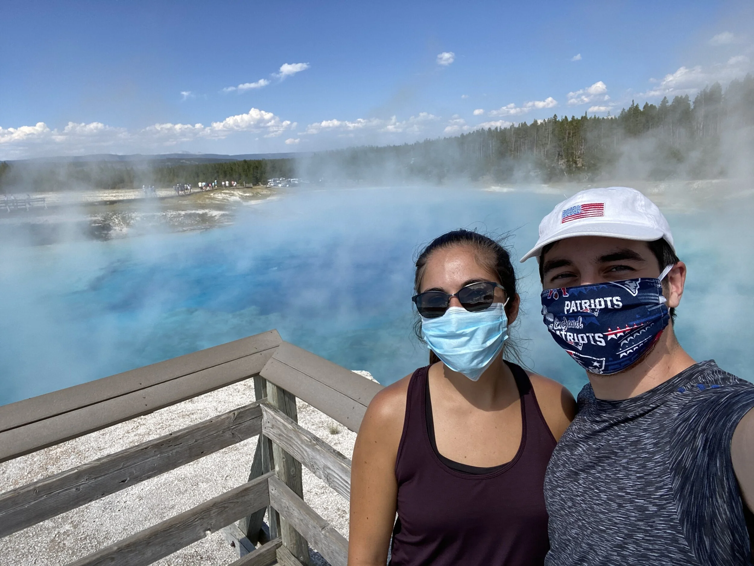 Excelsior Geyser with its grand size, beautiful blue color, and lots of hot steam! Be prepared for large crowds here!
