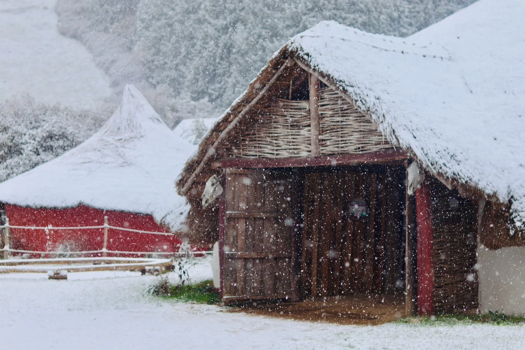 Snowy Iron Age building
