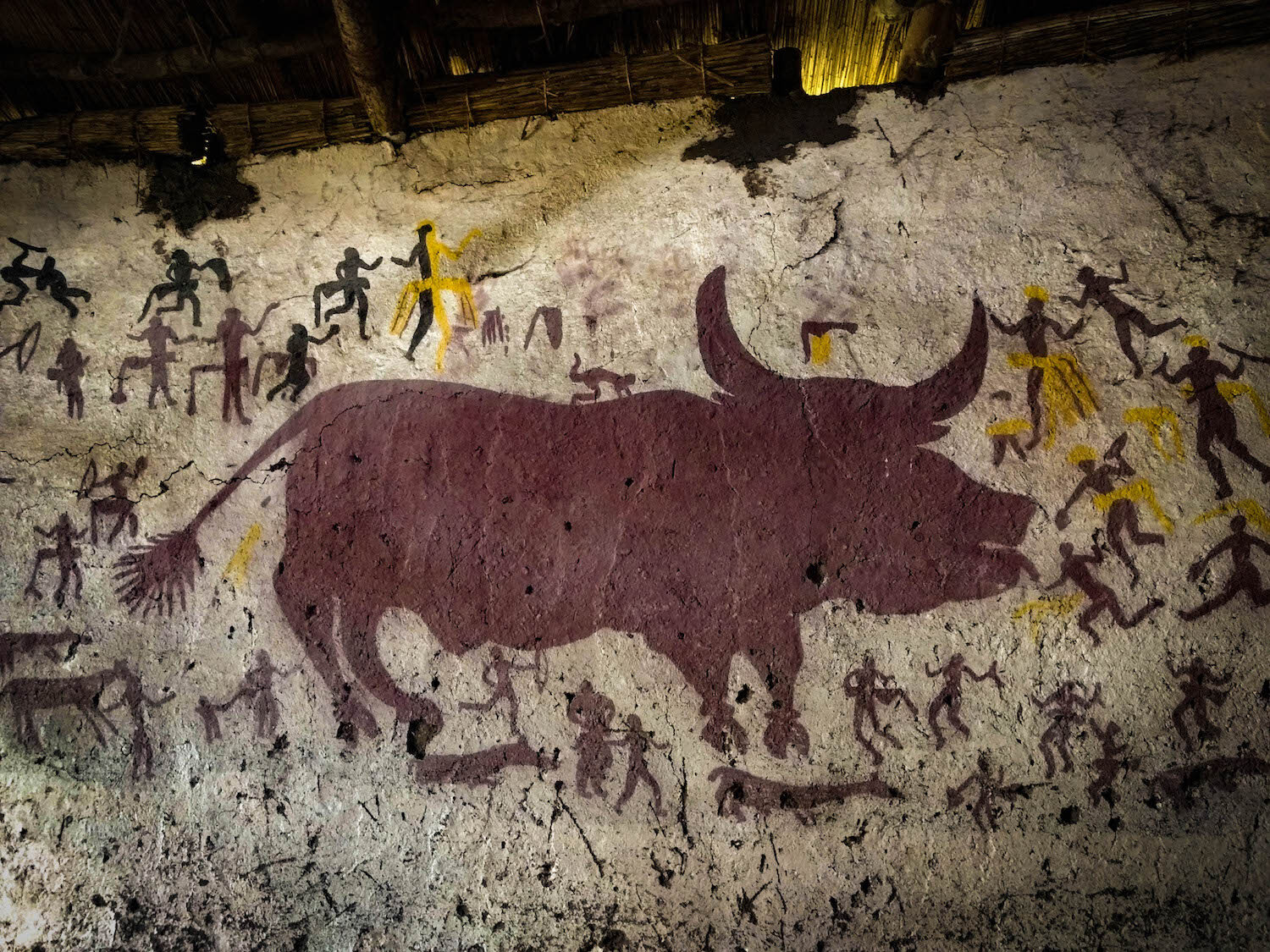 Butser Ancient Farm Stone Age Neolithic House aurochs wall painting