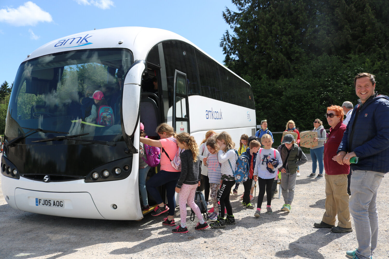 Butser Ancient Farm school trip coach car park