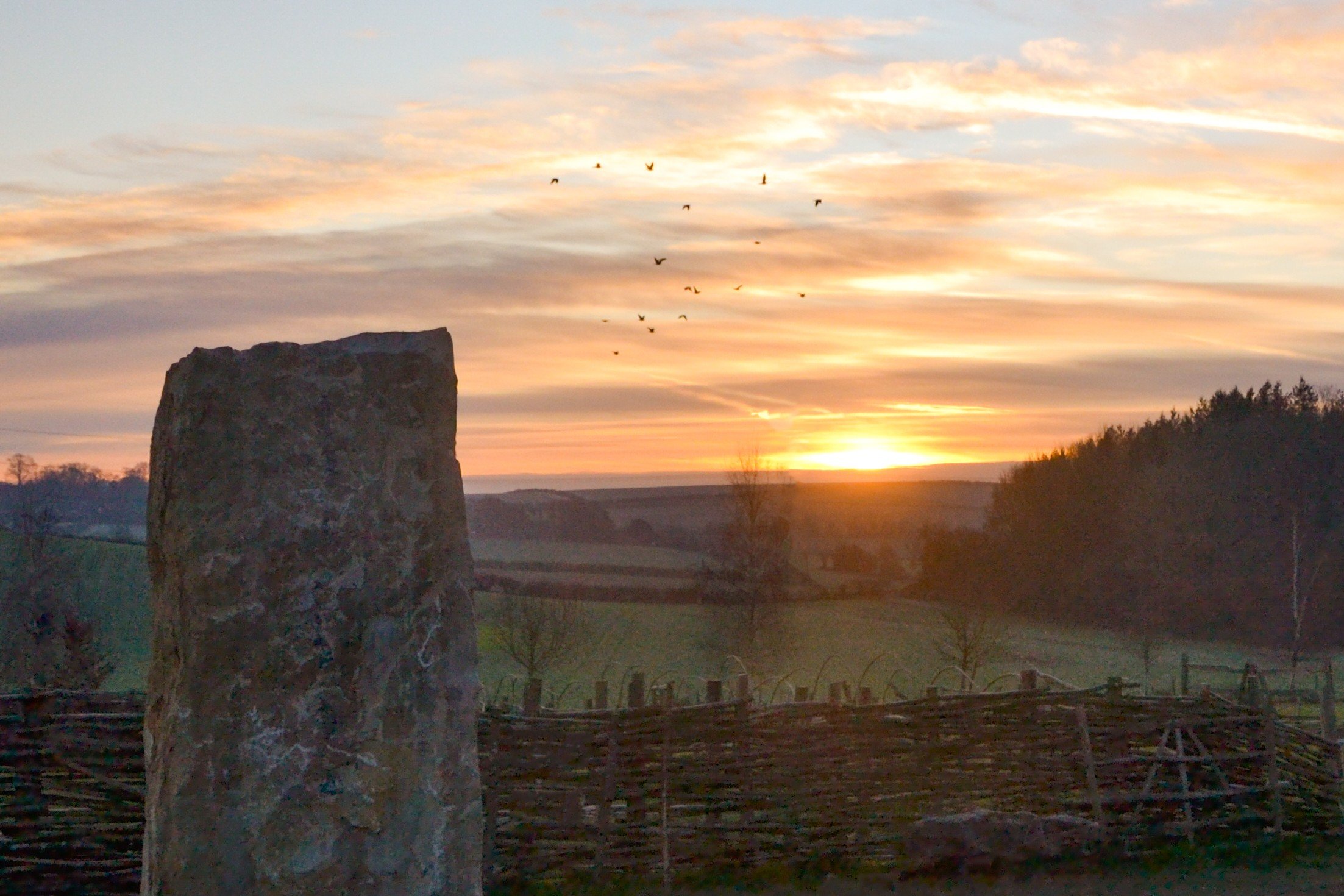 Our standing stone at sunrise