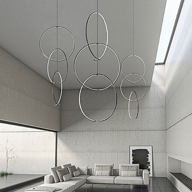 ♾With an offset column of delicate rings, the Torc Pendant rotates freely in suspension. We love how it brings both light and movement into this modern space ⠀
@sonnemanlight⠀
⠀
⠀
Shannon Payne Agencies represents @sonnemanlight providing modern solu