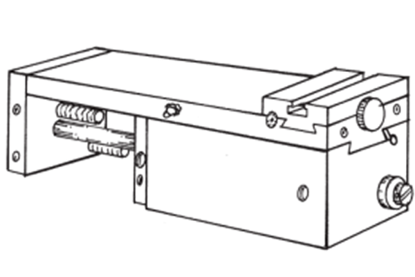 #10-135 – FRONT CROSS SLIDE For facing, grooving, chamfering, plunge with form tools, etc. 50mm (2”) total stroke, up to 25mm (1”) hydraulically controlled feed. The remaining stroke is rapid, also rapid retract. 152 lb. push at 100 PSI.