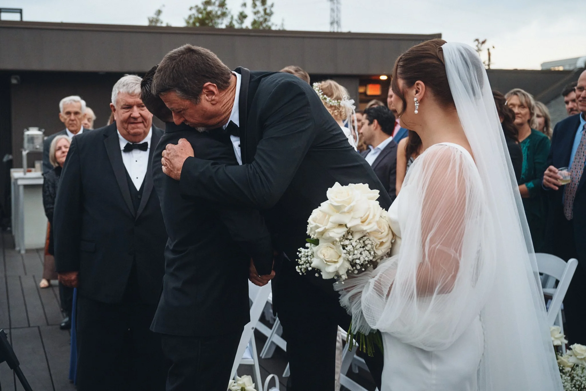  A father in tears as he gives his daughter away at the rooftop ceremony at Capulet in New Orleans 