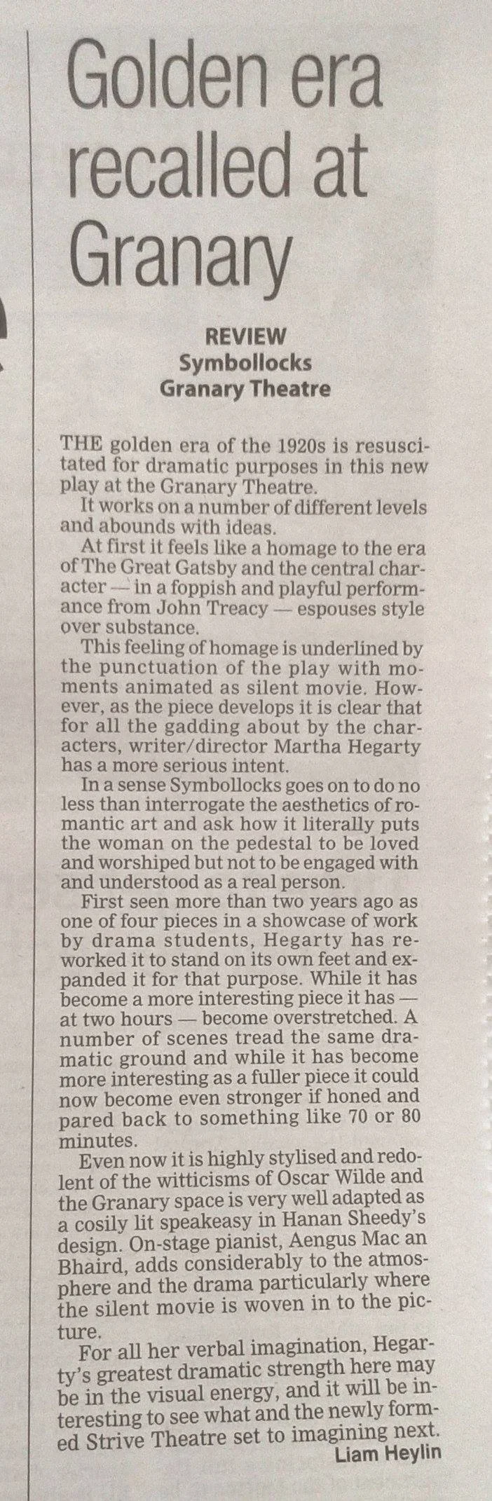 Symbollacks @ The Granary Theatre, Cork. Review by Liam Heylin