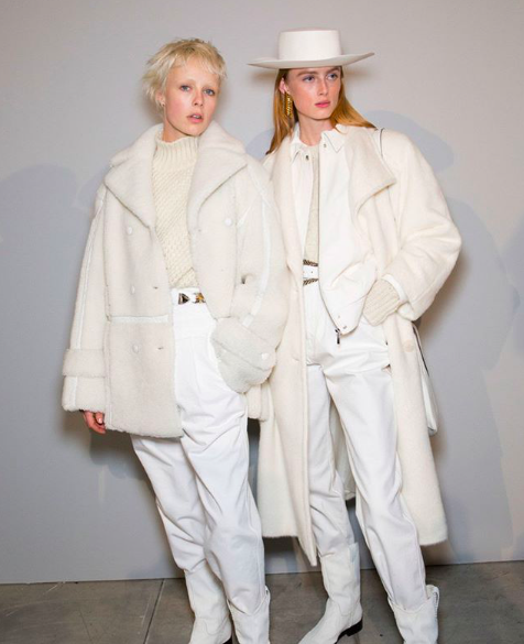 Edie Campbell & Rianne Van Rompaey. Backstage at Alberta Ferretti FW19 Show.