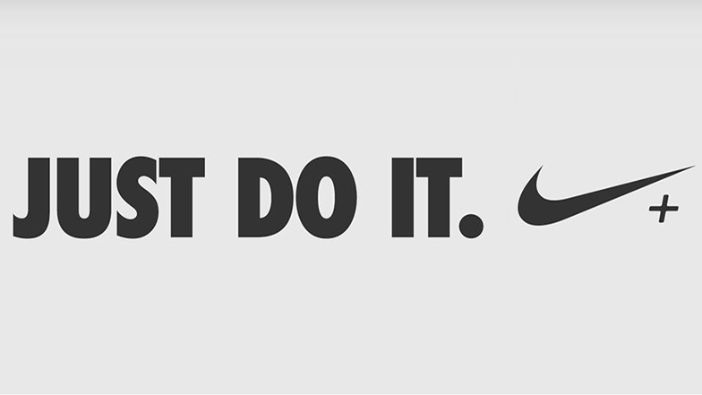"Just do it" written in words followed by the "NIKE" symbol.