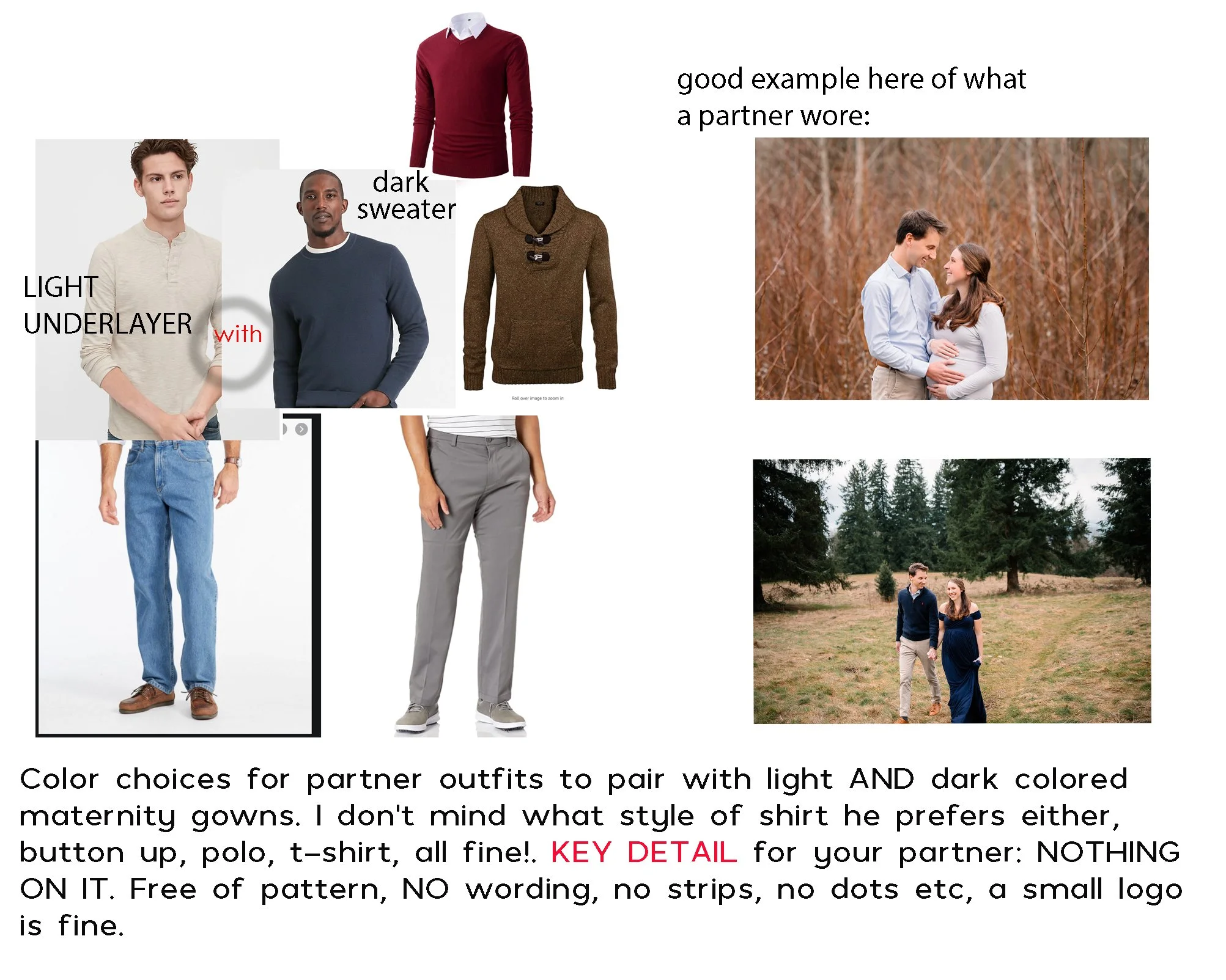 Maternity Photos: How to Coordinate Light and Dark Outfits