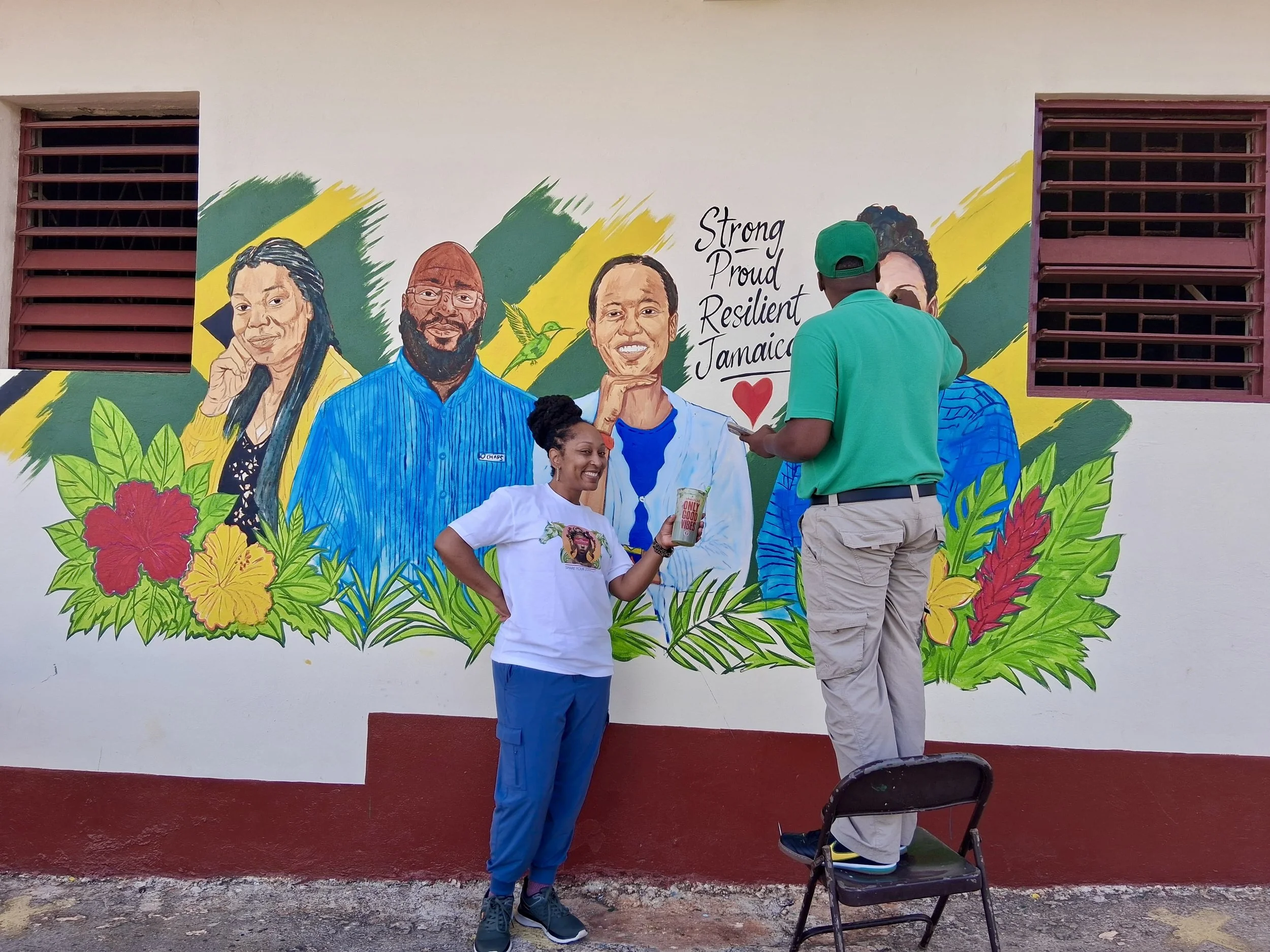  JP painting the Christian Caribbean Centre For The Deaf (CCCD) Mural Jamaica