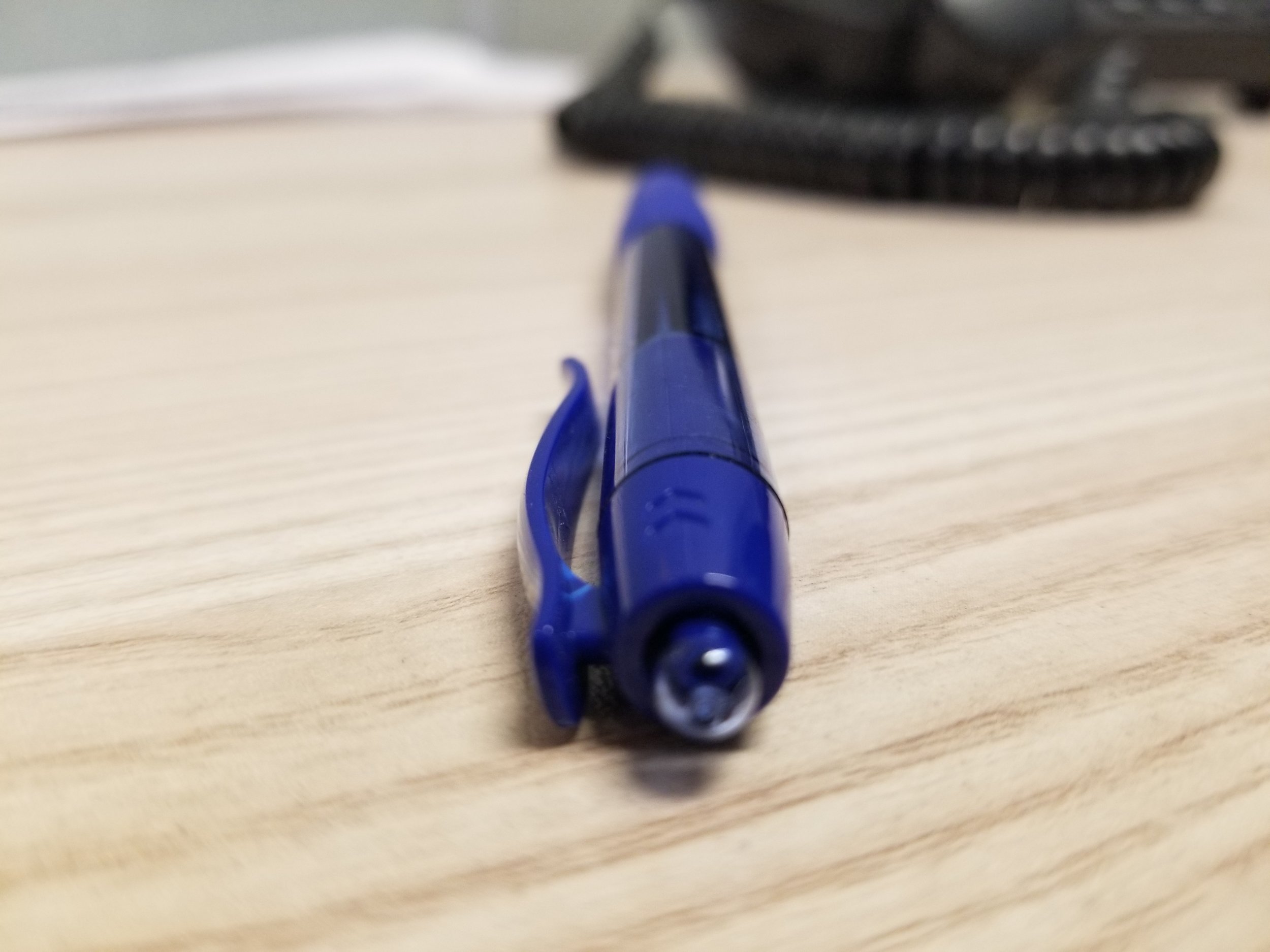 Up close, the pen seems to stretch out into the distance.