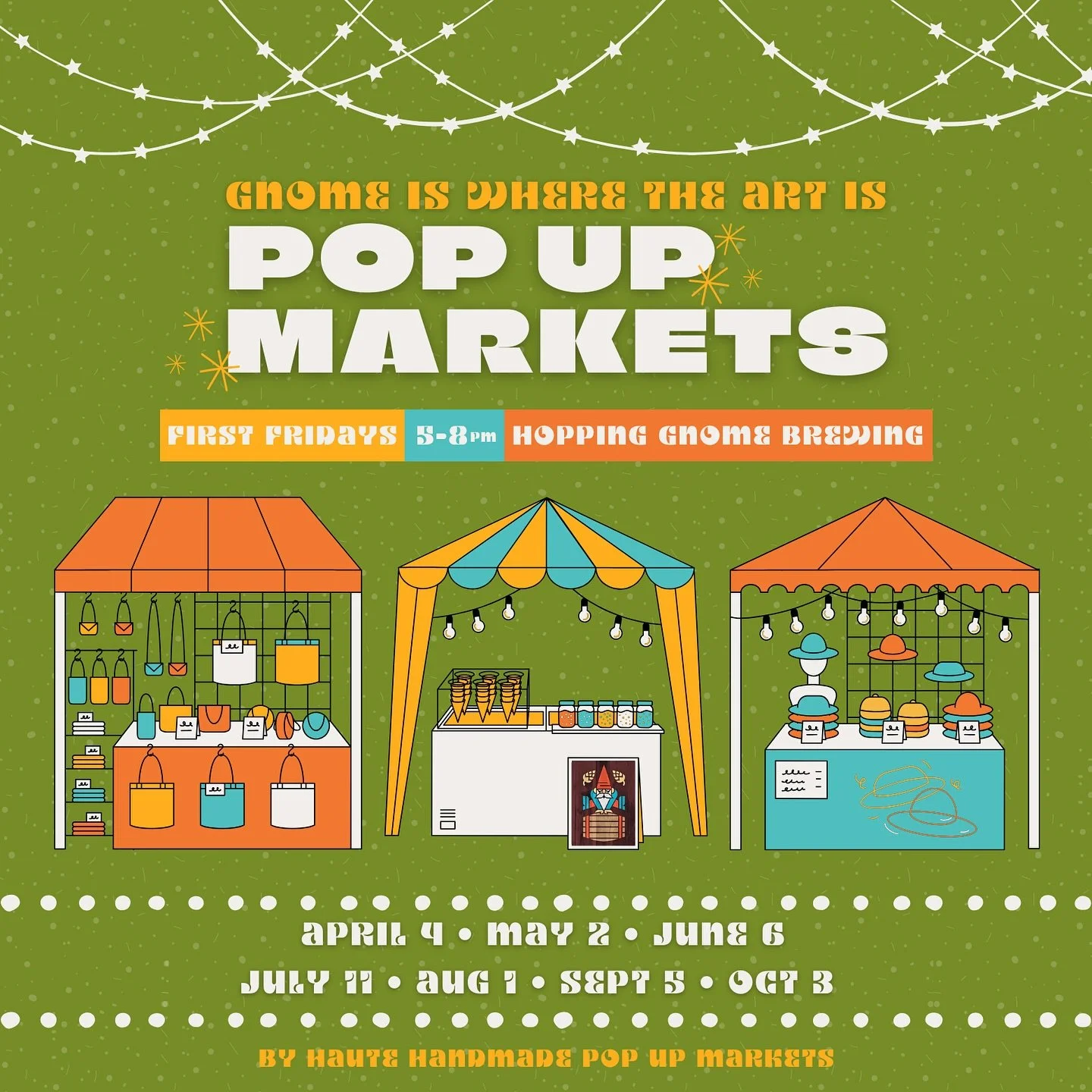 🎨✨ Gnome is where the art is&hellip; and the dogs too! 🌭🍺🎪

Kick off your weekend at the Pop Up Market this Friday, 5&ndash;8pm at Hopping Gnome Brewing! 🍻

Shop from an awesome crew of local artists + makers, sip some craft brews, and grab a bi