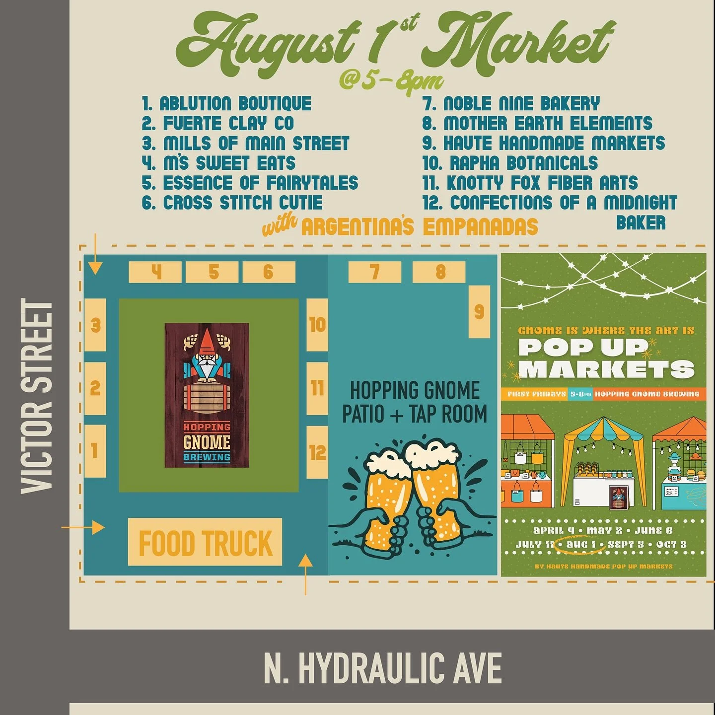 🎉 TONIGHT! 🎉
Join us for the August 1st Pop Up Market from 5&ndash;8pm at Hopping Gnome Brewing!

✨ We&rsquo;re bringing together a dozen incredible local artisans, makers, and bakers for a summer evening full of handcrafted magic. Explore everythi