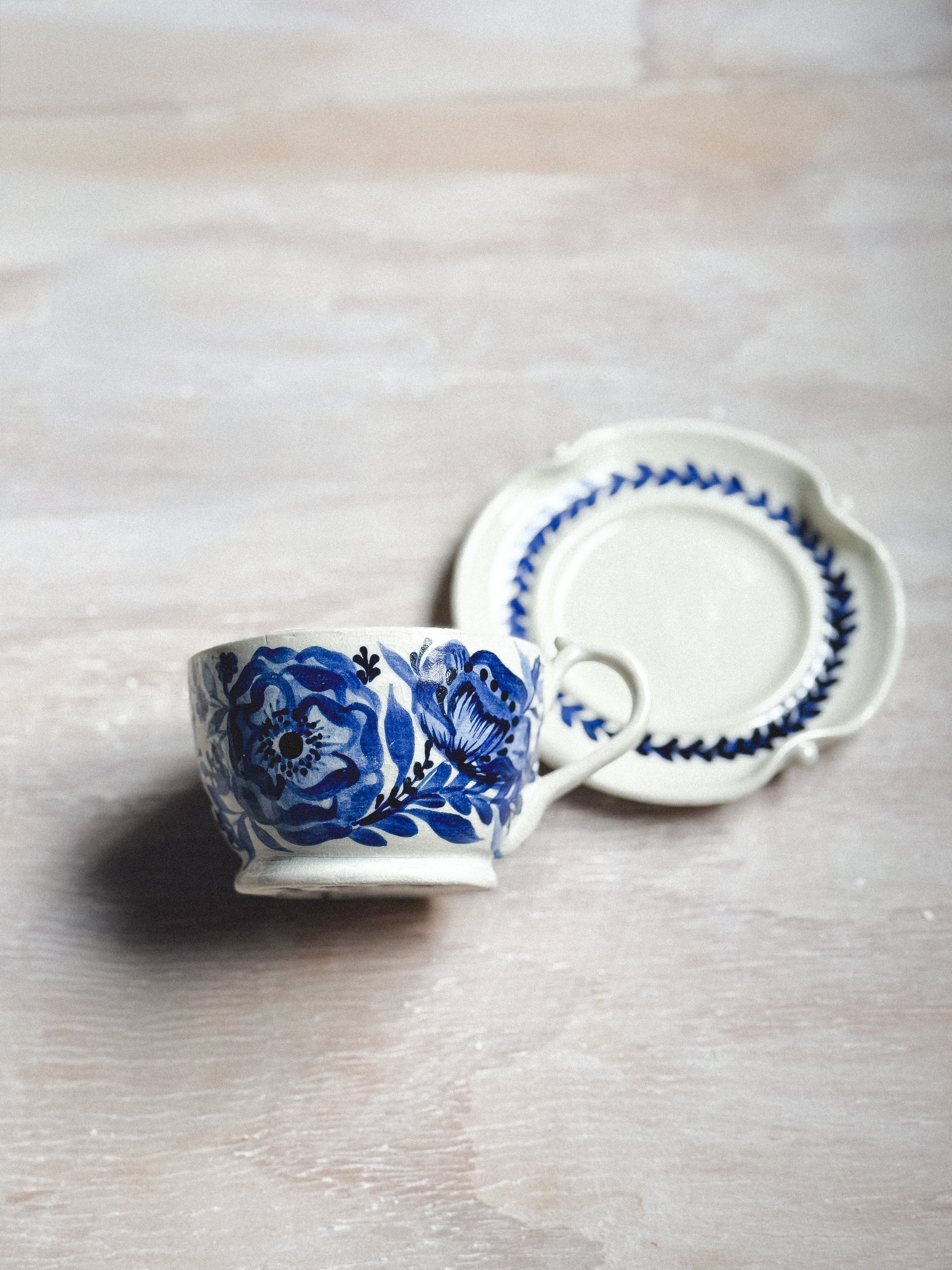 Pre-Order: Indigo Floral Tea Cup and Saucer Set