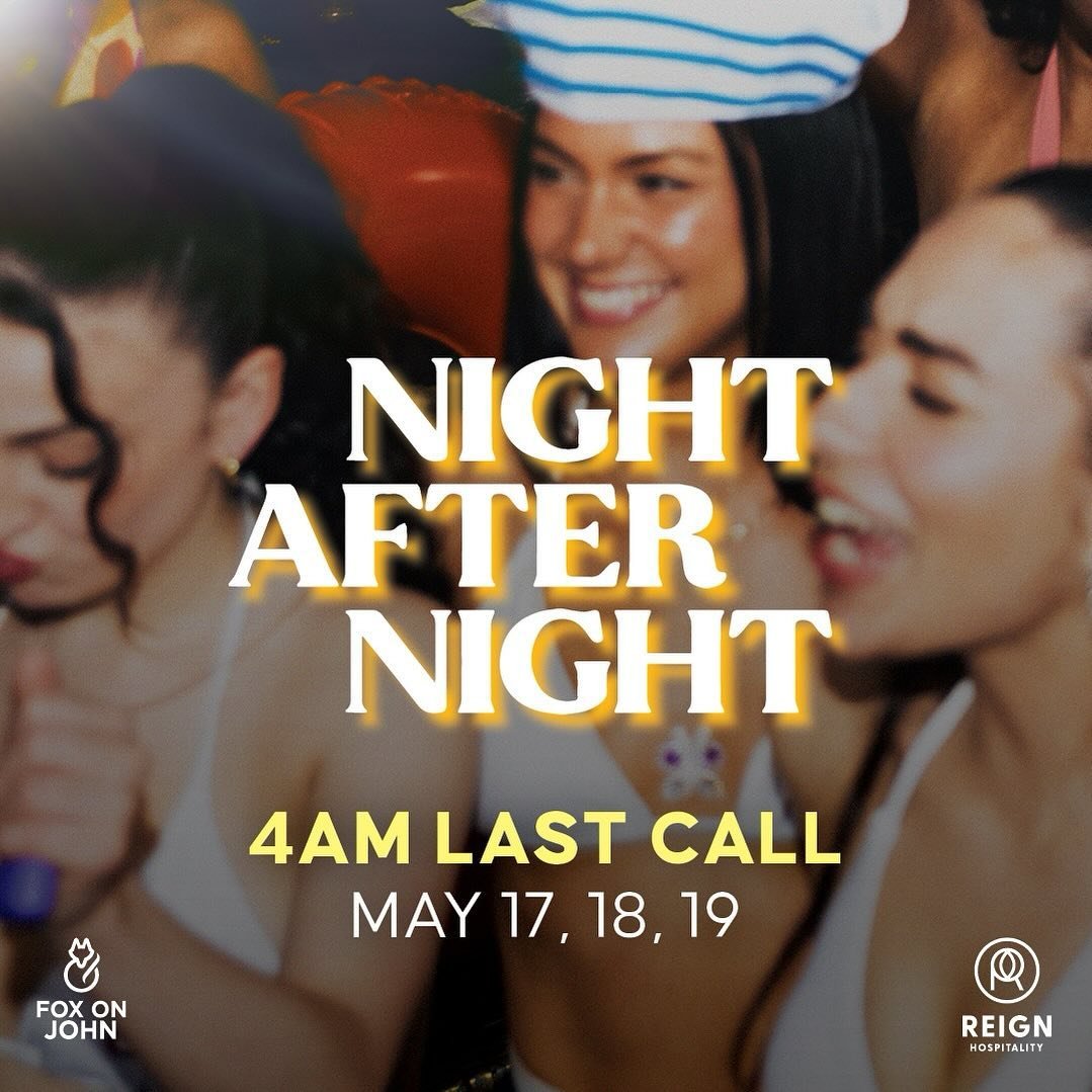Endless fun Night After Night 🌙 🥳 
Join us this Friday-Sunday for 4 AM LAST CALL on our bar and kitchen! 🍾

We have an epic line up of DJs, $10 doubles, drinks from $5.95 and good vibes all weekend long! 

Book now at FoxonJohn.ca

#FoxonJohn #Vic
