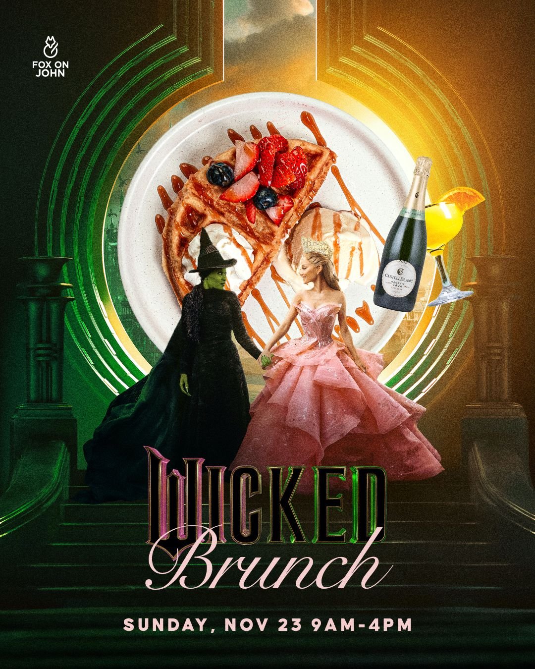 ✨ WICKED-THEMED BOTTOMLESS BRUNCH ✨
Sunday, November 23rd &bull; 9 AM &ndash; 4 PM
Fox on John | 106 John St.

Defy gravity and join us for the most magical brunch event of the season!

🥂 Bottomless Cava Brut
🍽️ All-Inclusive Bottomless Brunch Bite