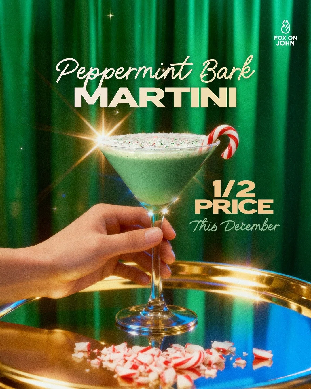❄️ HOLIDAY SIPS JUST GOT SWEETER! ❄️
Celebrate the season with Half Price Peppermint Bark Martinis all December long at Fox on John!

Indulge in the perfect festive blend of:
🍸 Vodka
🌿 Cr&egrave;me de Menthe
🥛 Baileys
🍫 Cr&egrave;me de Cacao

A h